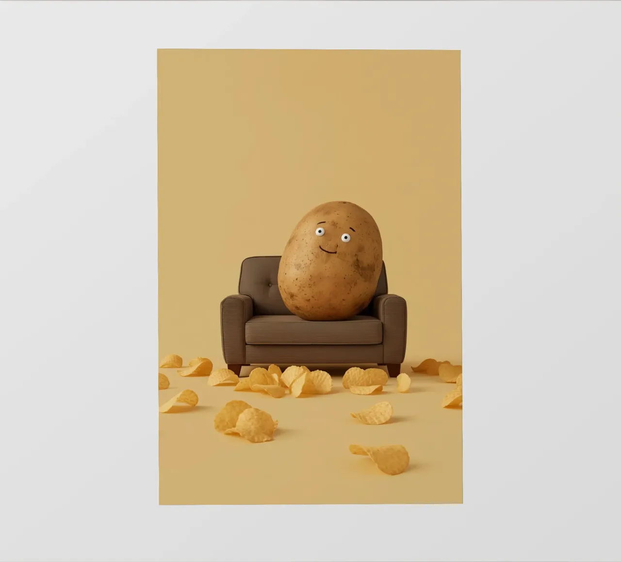 Potato Lounging on a Couch With Chips Around telo in pvc da DesignDoodle