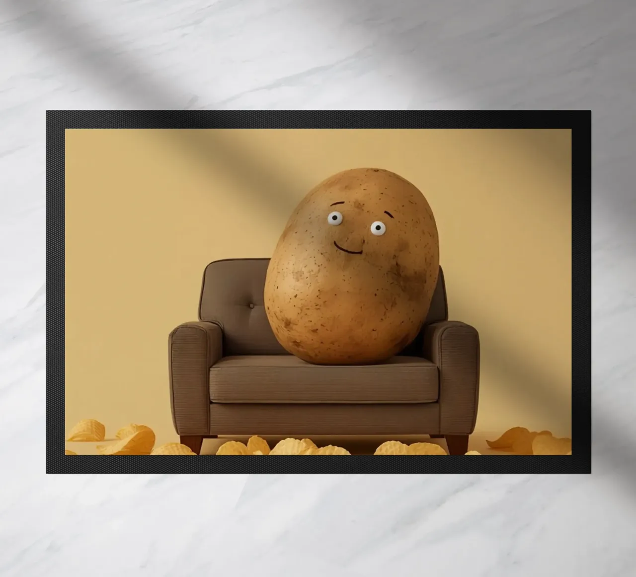 Potato Lounging on a Couch With Chips Around zerbino da DesignDoodle