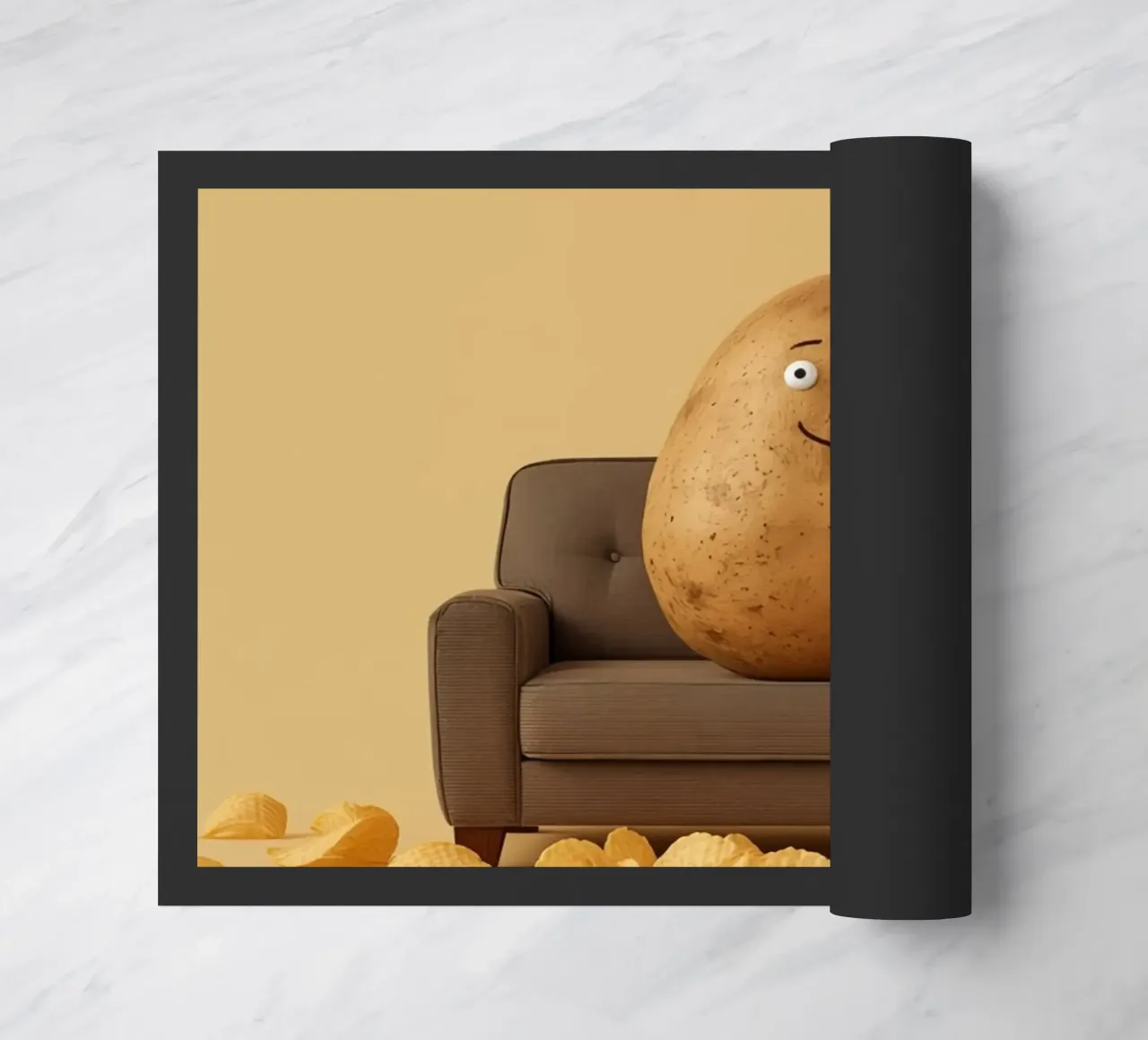 Potato Lounging on a Couch With Chips Around zerbino da DesignDoodle