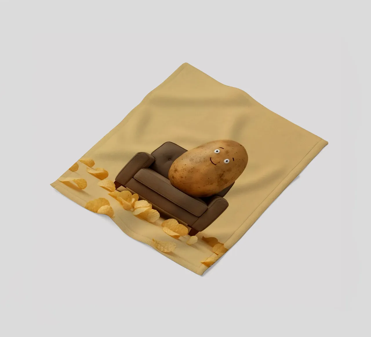 Potato Lounging on a Couch With Chips Around coperta in pile da DesignDoodle