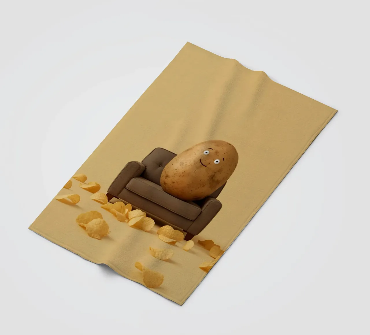 Potato Lounging on a Couch With Chips Around coperta in pile da DesignDoodle