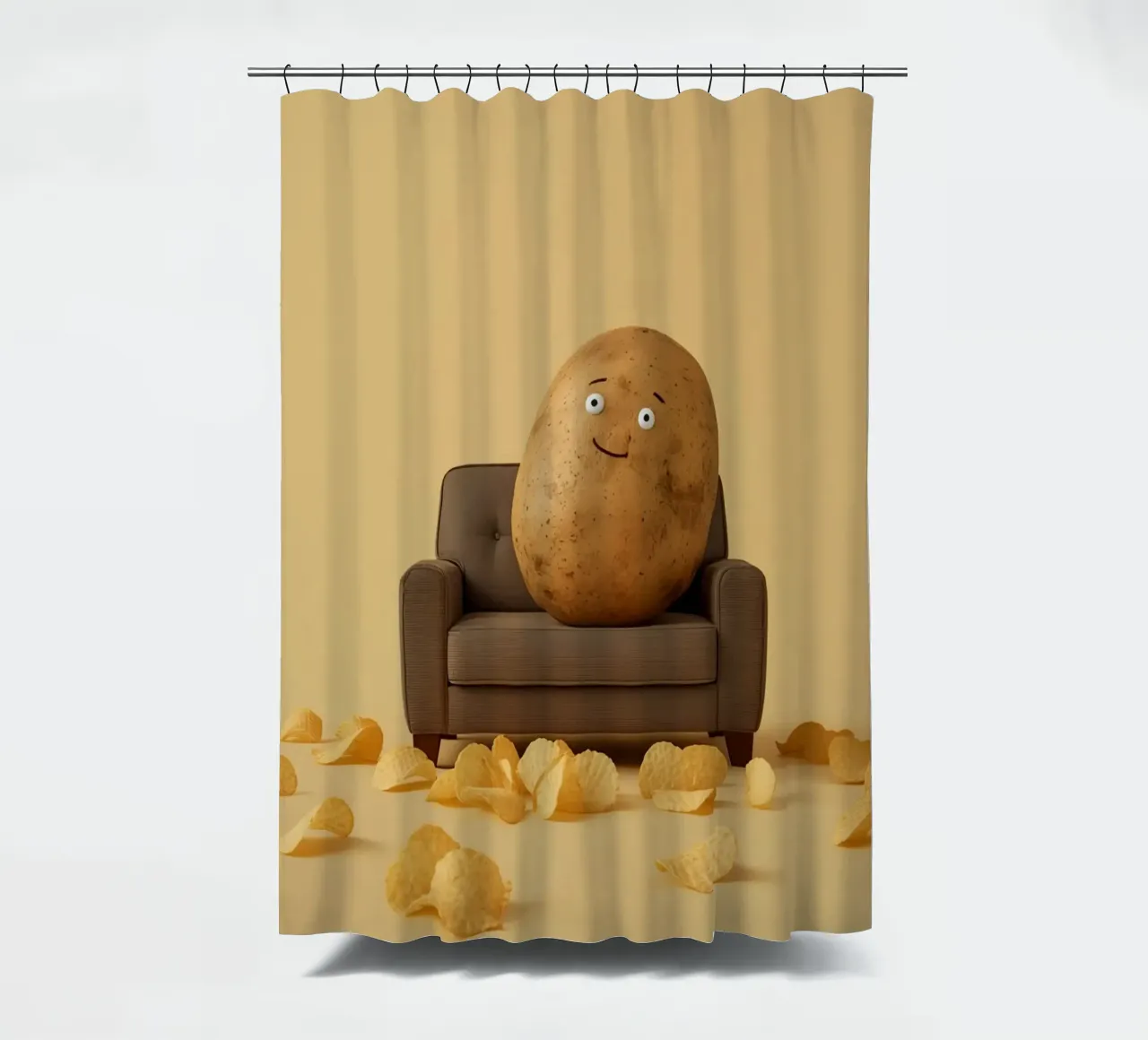 Potato Lounging on a Couch With Chips Around tenda da doccia da DesignDoodle