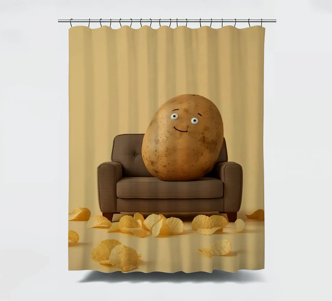 Potato Lounging on a Couch With Chips Around tenda da doccia da DesignDoodle