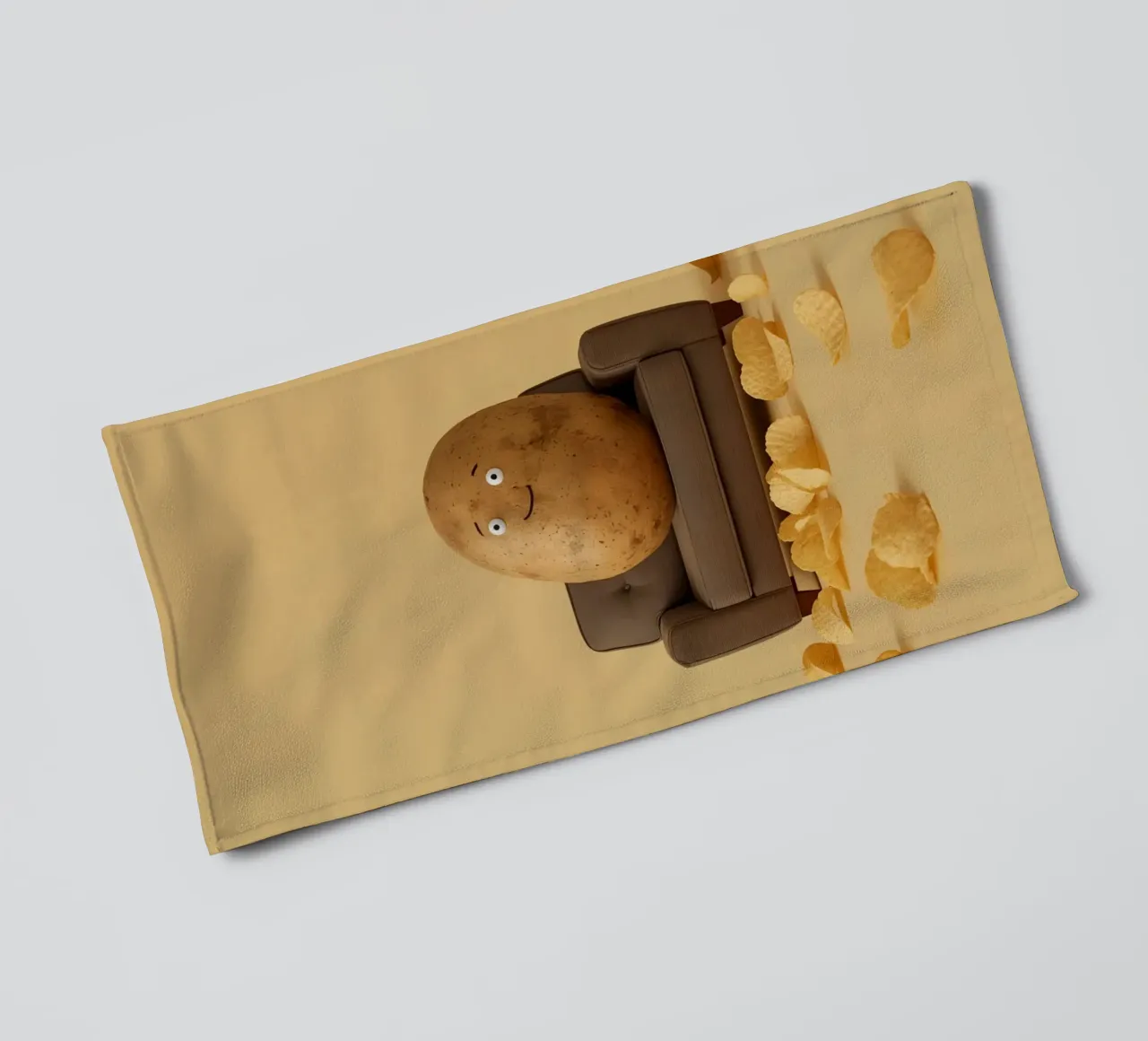 Potato Lounging on a Couch With Chips Around asciugamano da bagno da DesignDoodle