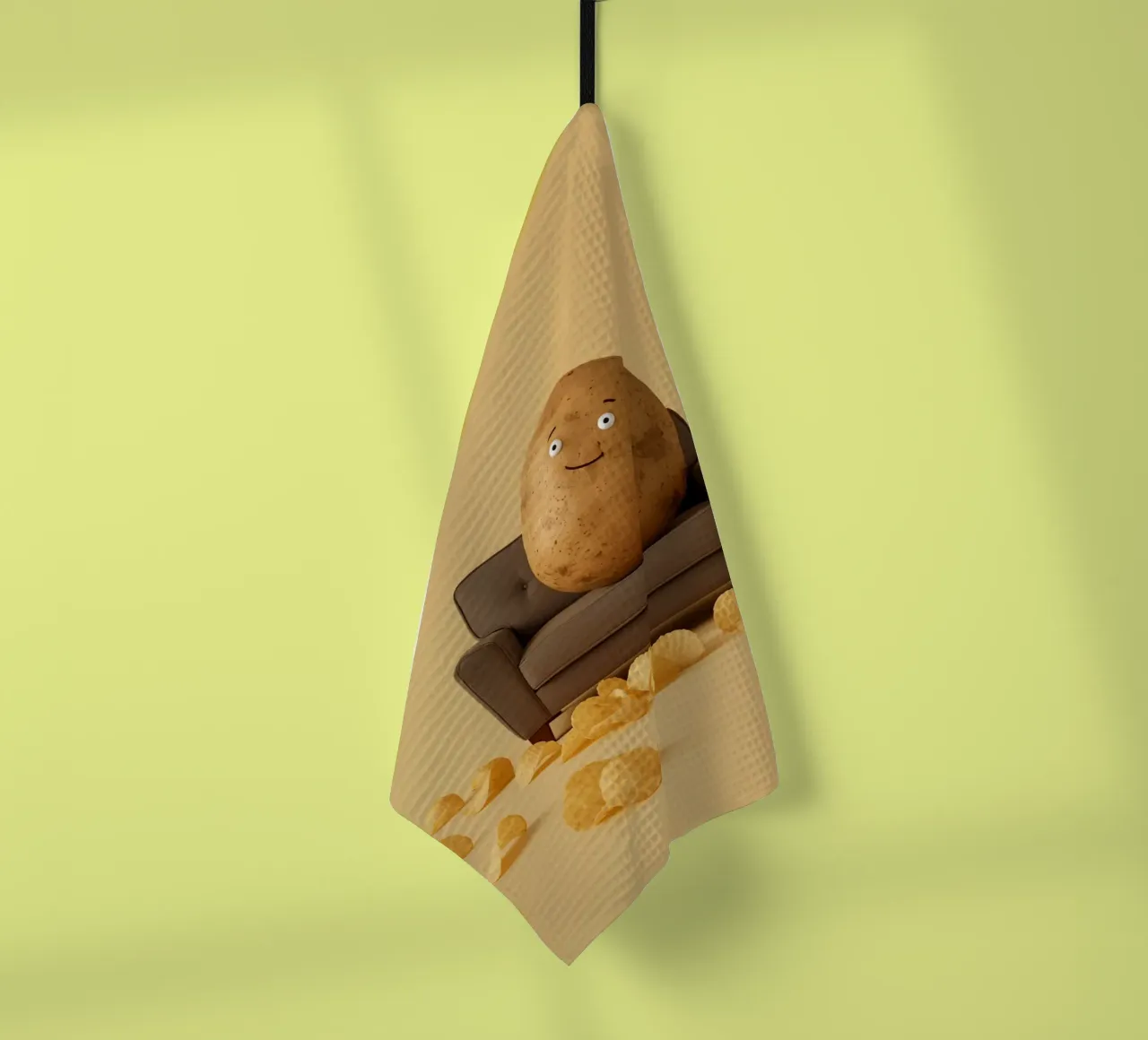 Potato Lounging on a Couch With Chips Around canovaccio da cucina da DesignDoodle
