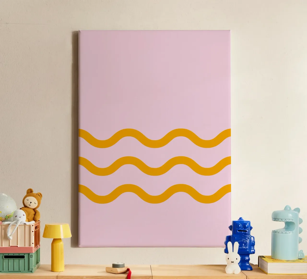 Single wave 3 lines canvas by Katja Stehle Design