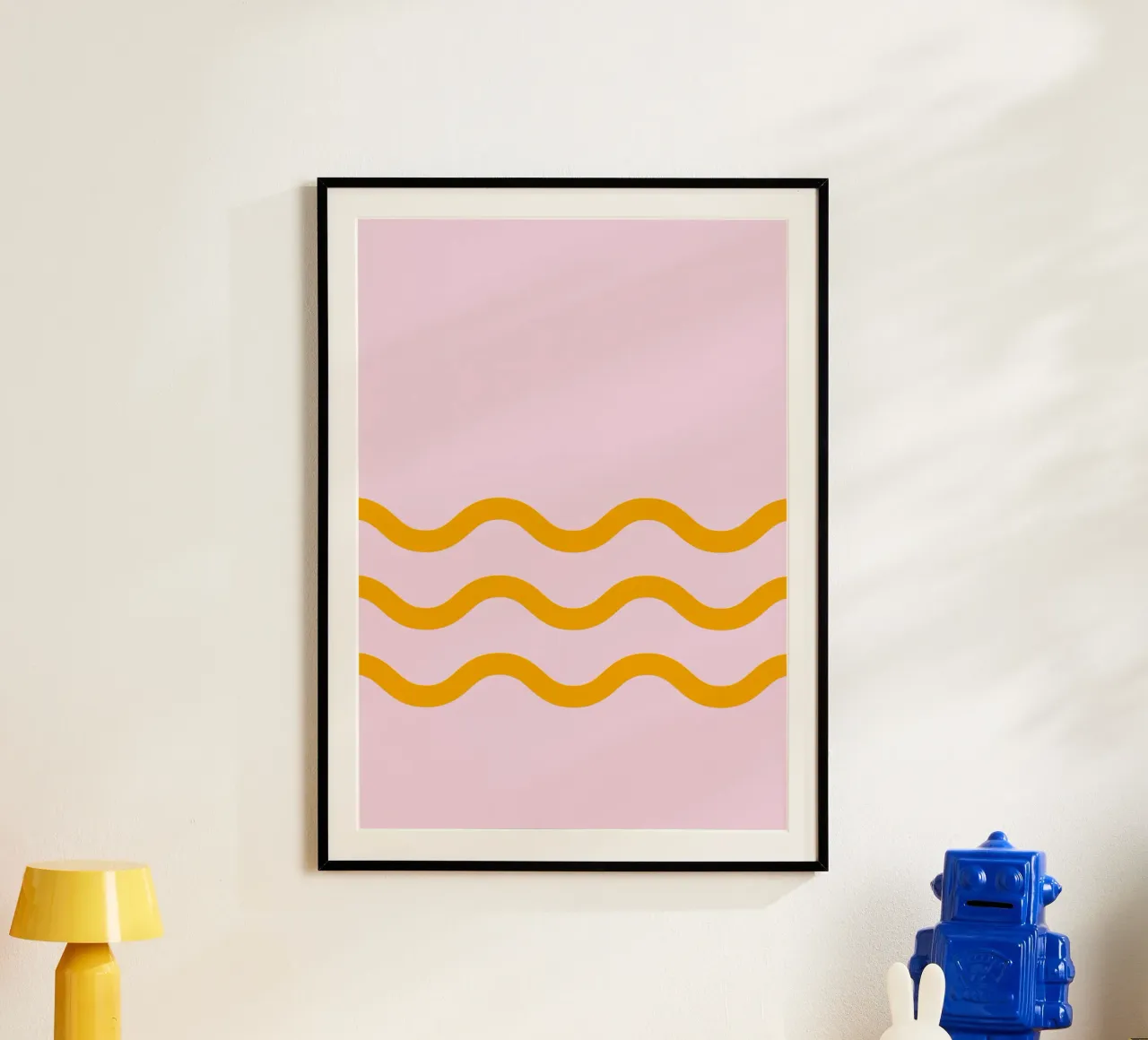 Onda singola 3 linee poster con telaio in alluminio da Katja Stehle Design