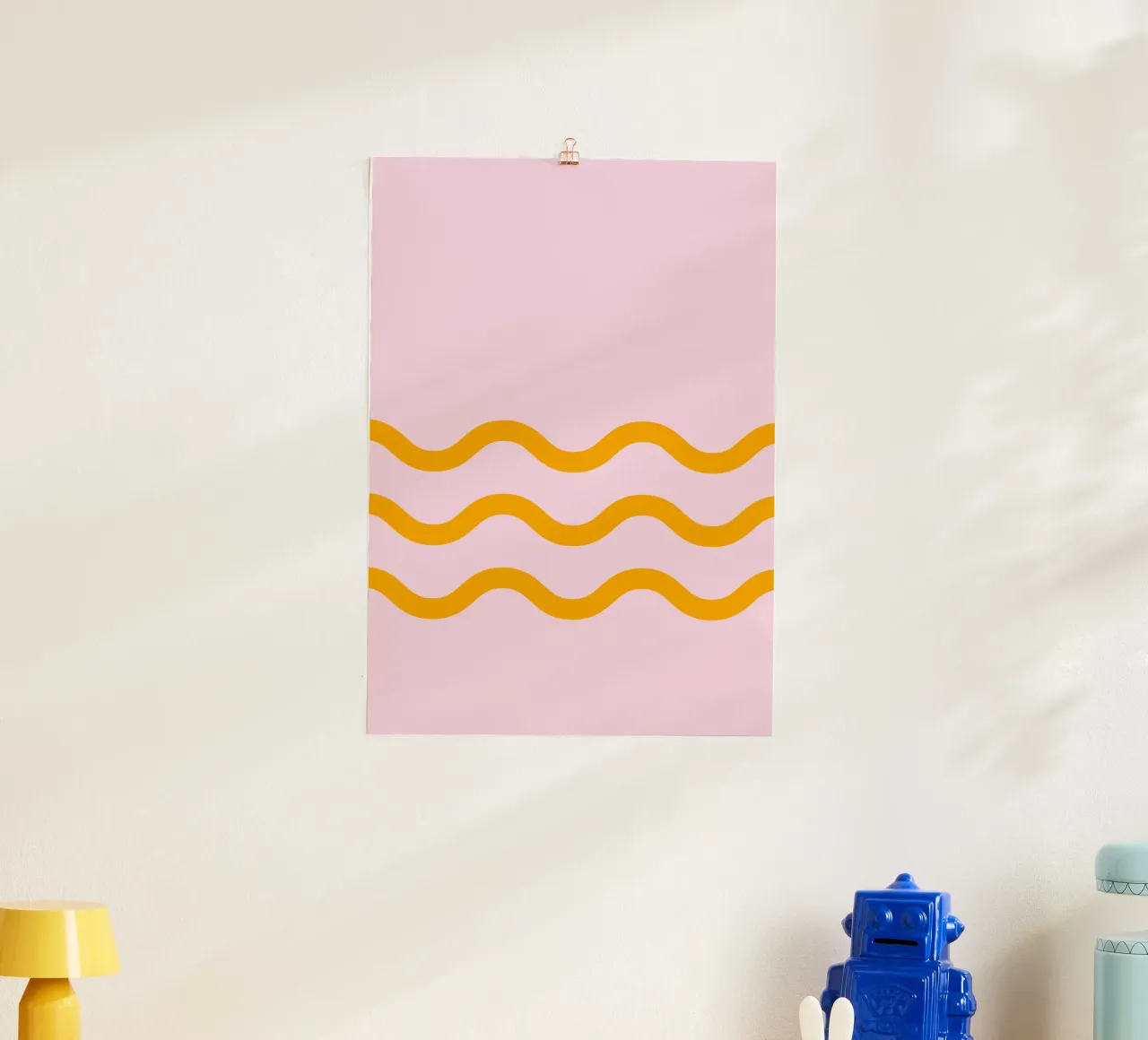 Onda singola 3 linee poster con telaio in alluminio da Katja Stehle Design