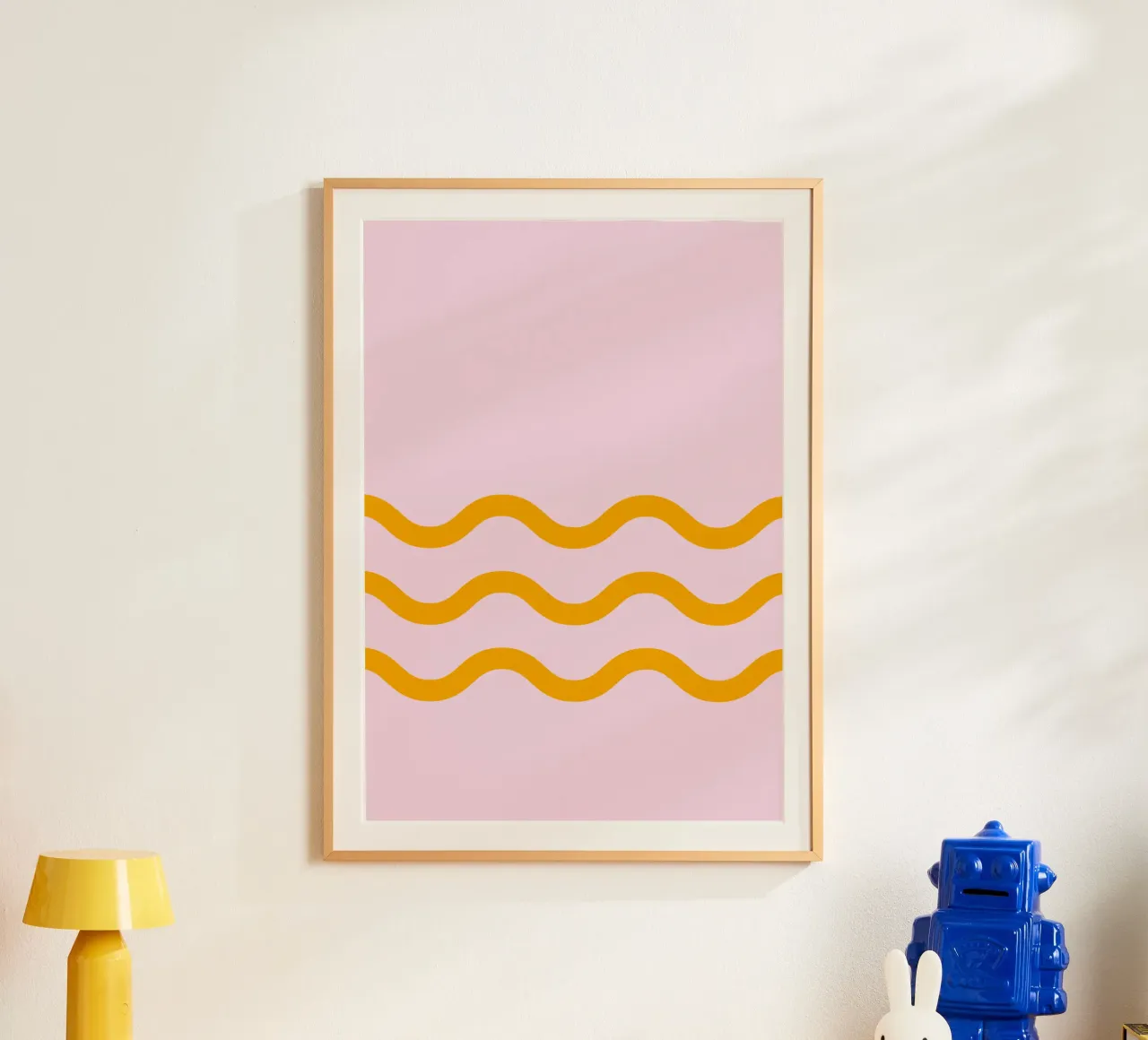 Onda singola 3 linee poster con telaio in alluminio da Katja Stehle Design