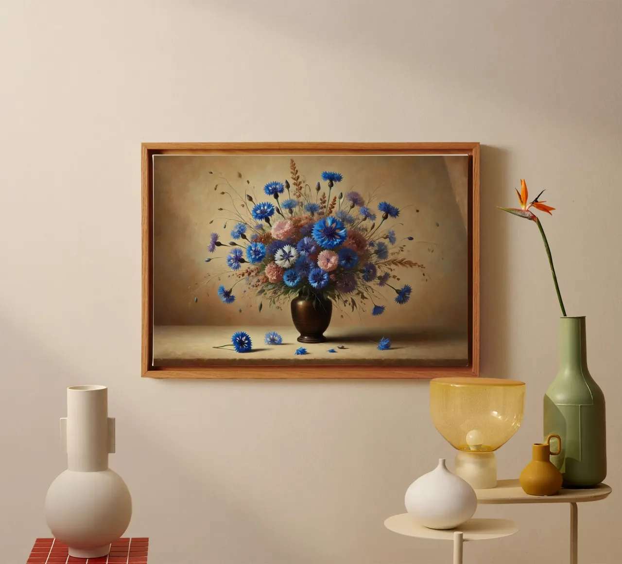 Bouquet di fiordalisi vittoriano tela con Cornice a cassetta da VintageBotanics
