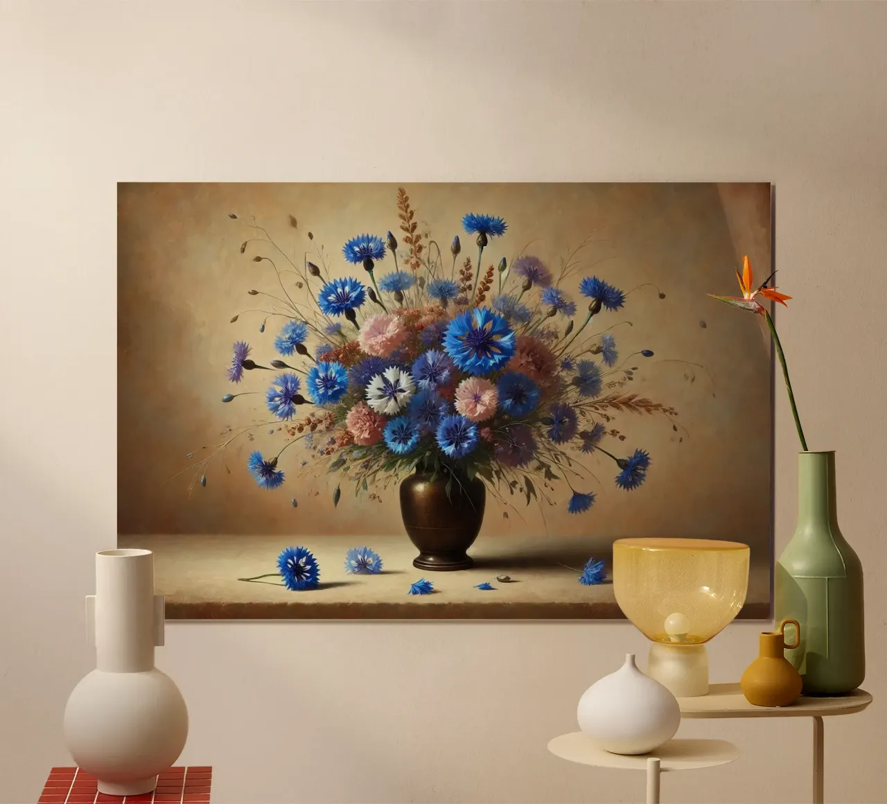 Bouquet di fiordalisi vittoriano poster con telaio in plastica da VintageBotanics