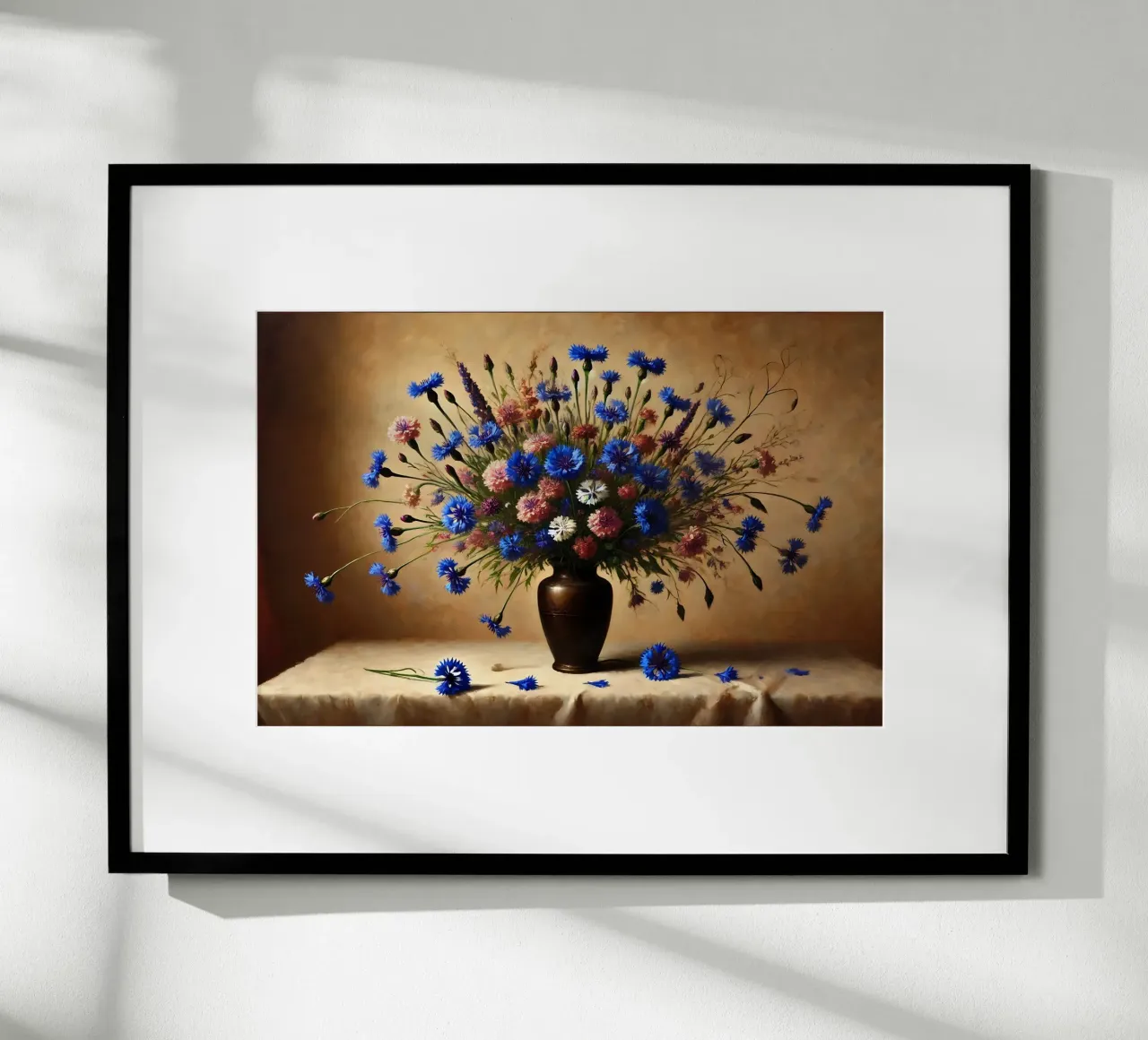 Bouquet di fiordalisi vittoriano poster con telaio in legno da VintageBotanics
