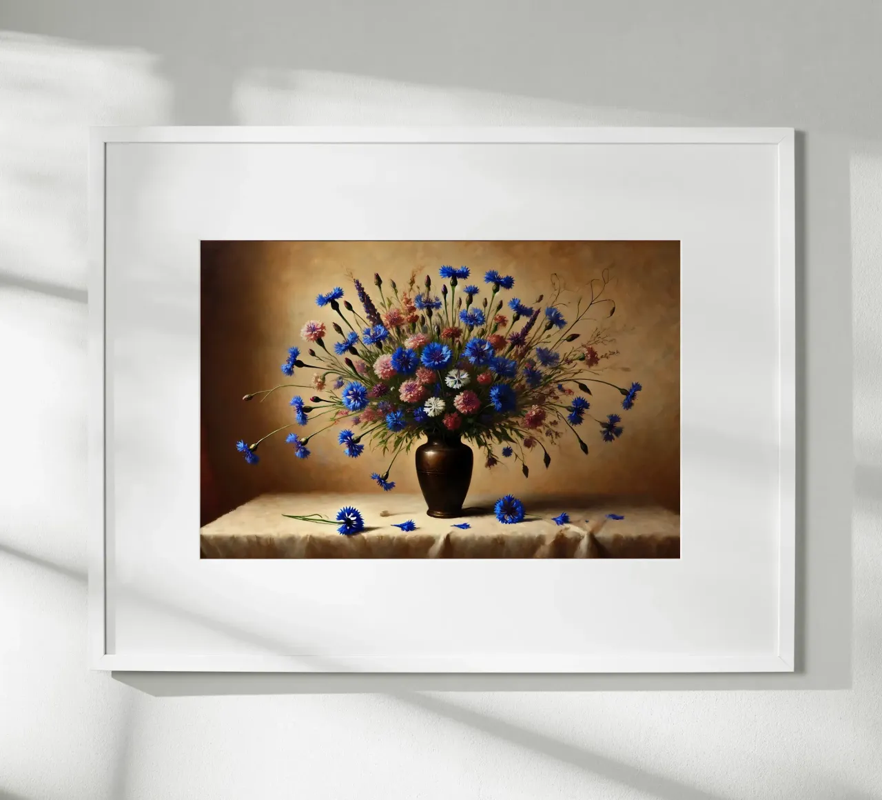 Bouquet di fiordalisi vittoriano poster con telaio in legno da VintageBotanics