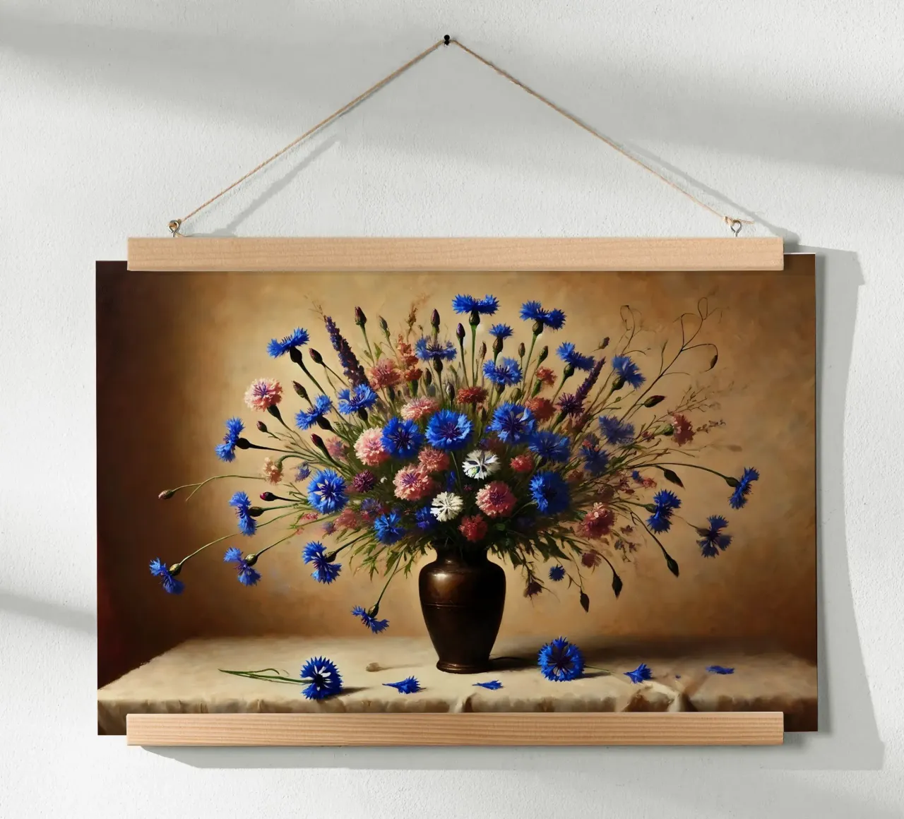 Bouquet di fiordalisi vittoriano poster con telaio in legno da VintageBotanics