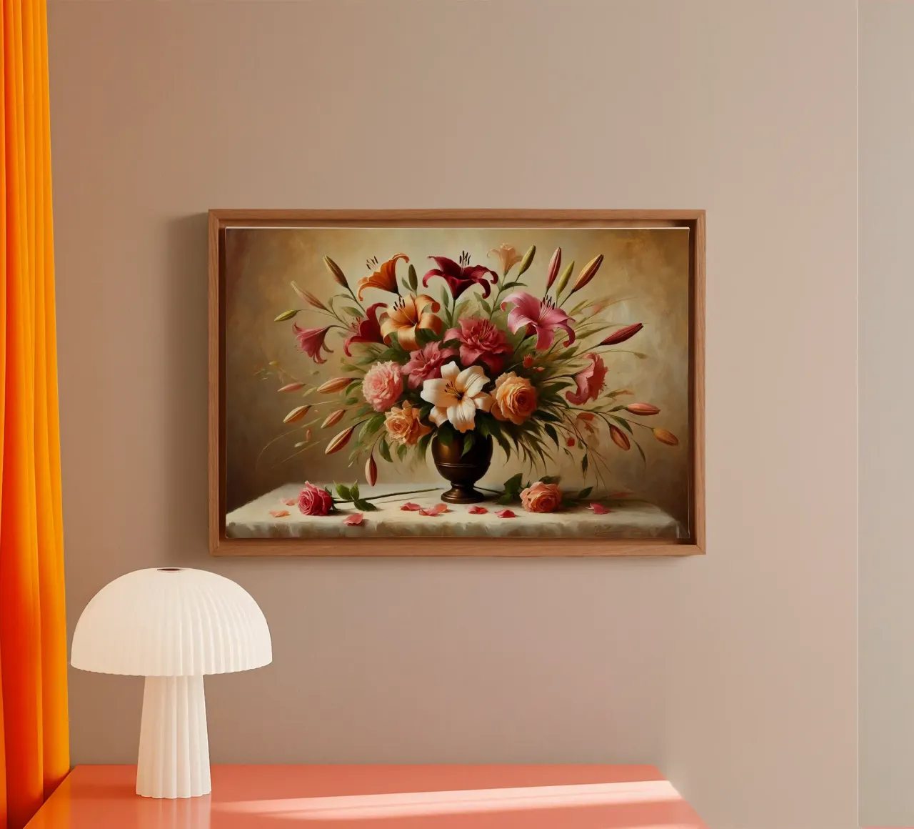 Bouquet di gigli vittoriani tela con Cornice a cassetta da VintageBotanics