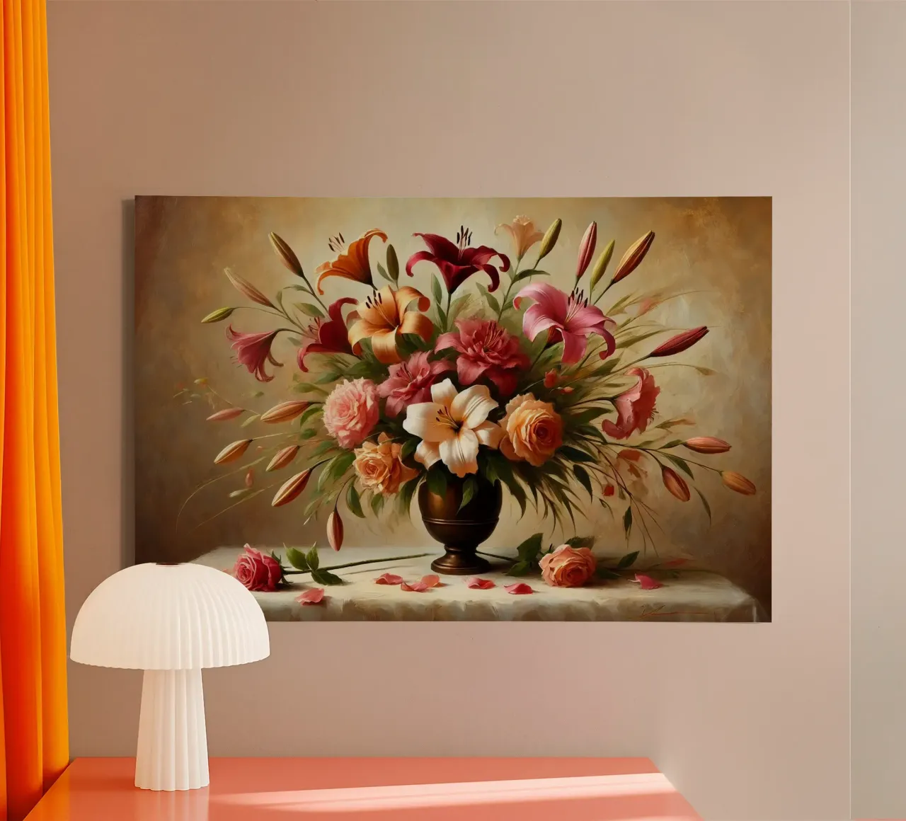 Bouquet di gigli vittoriani tela con Cornice a cassetta da VintageBotanics