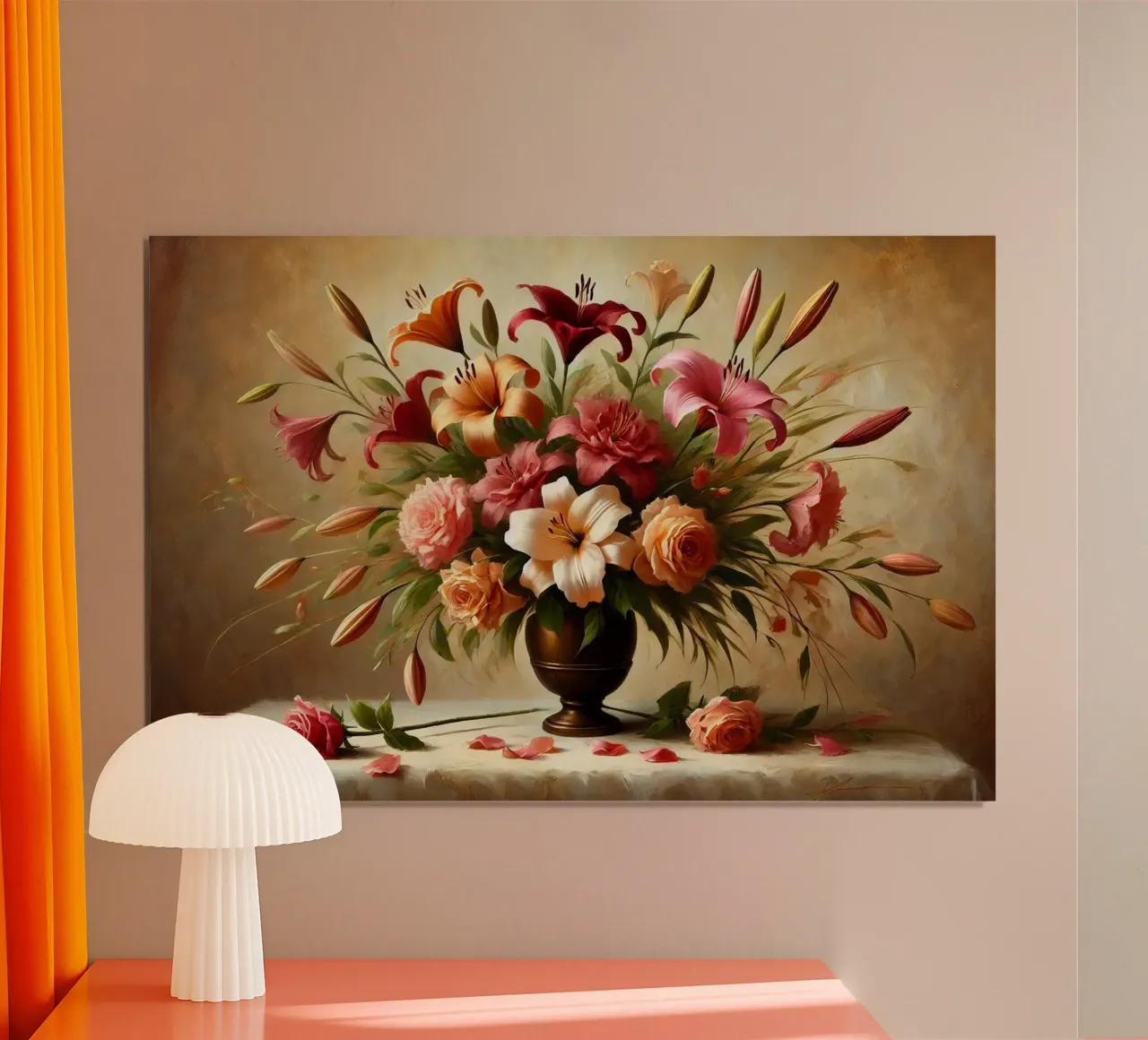 Bouquet di gigli vittoriani poster con telaio in plastica da VintageBotanics