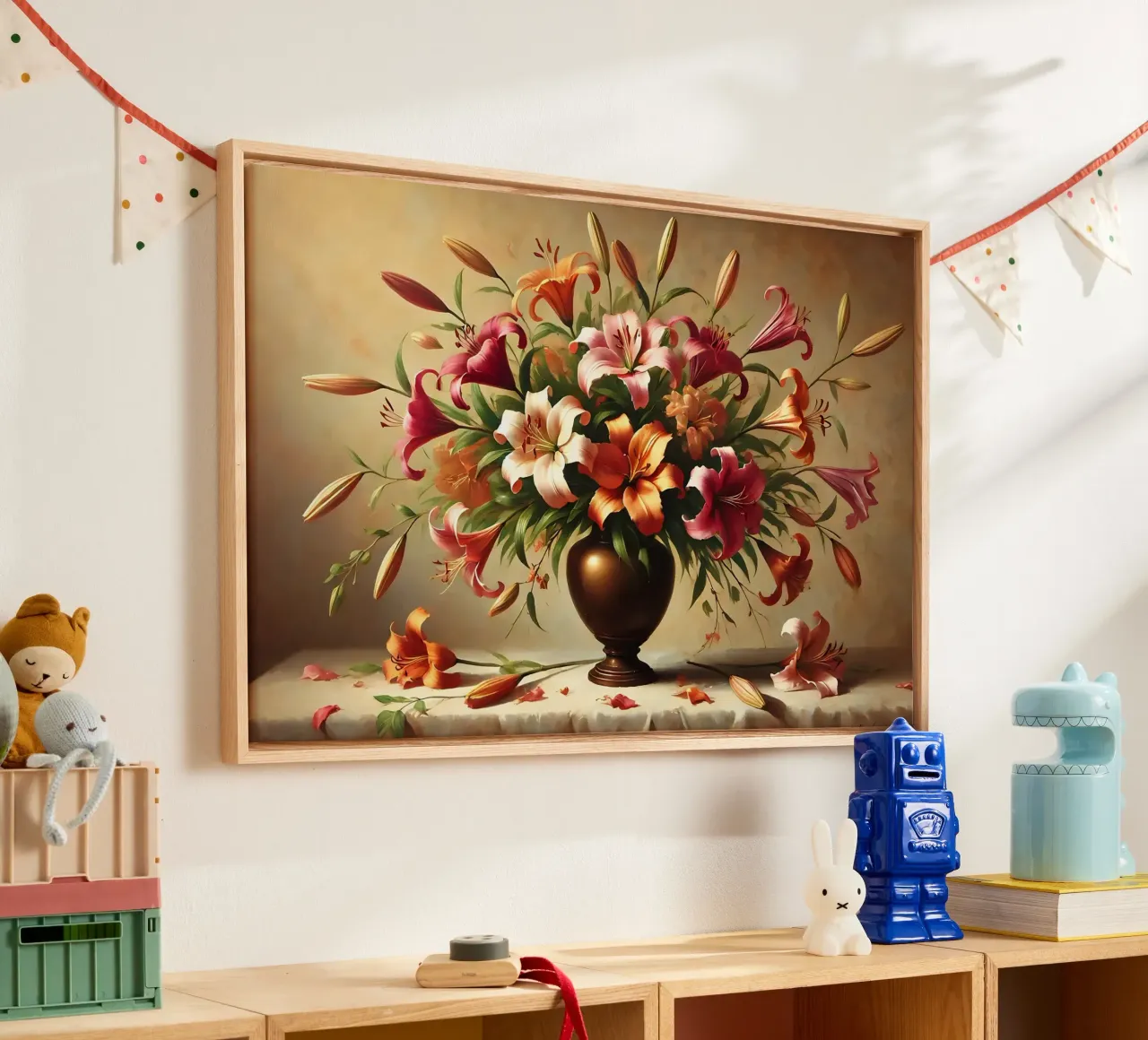 Bouquet di gigli vittoriani tela con Cornice a cassetta da VintageBotanics