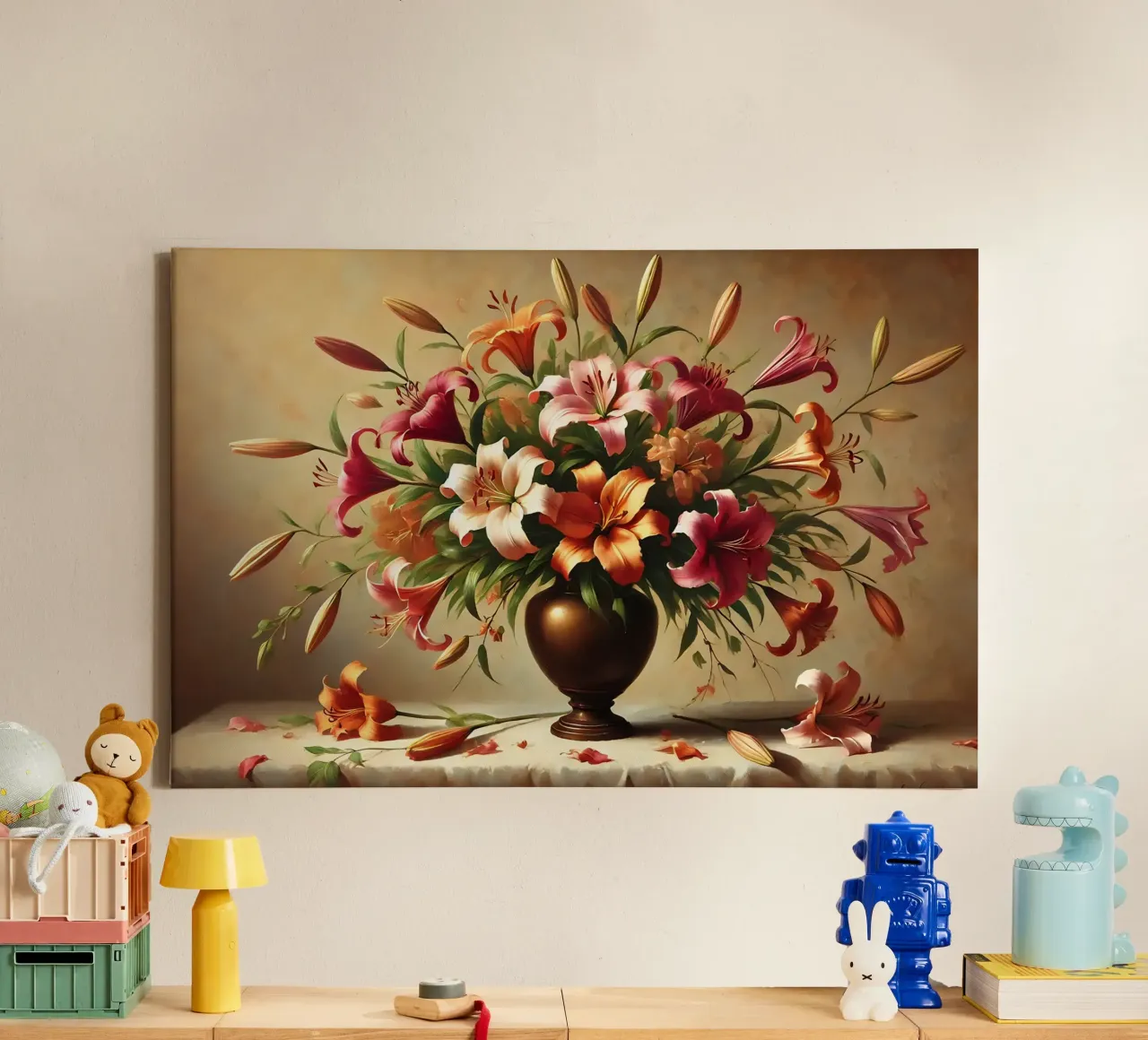 Bouquet di gigli vittoriani tela con Cornice a cassetta da VintageBotanics