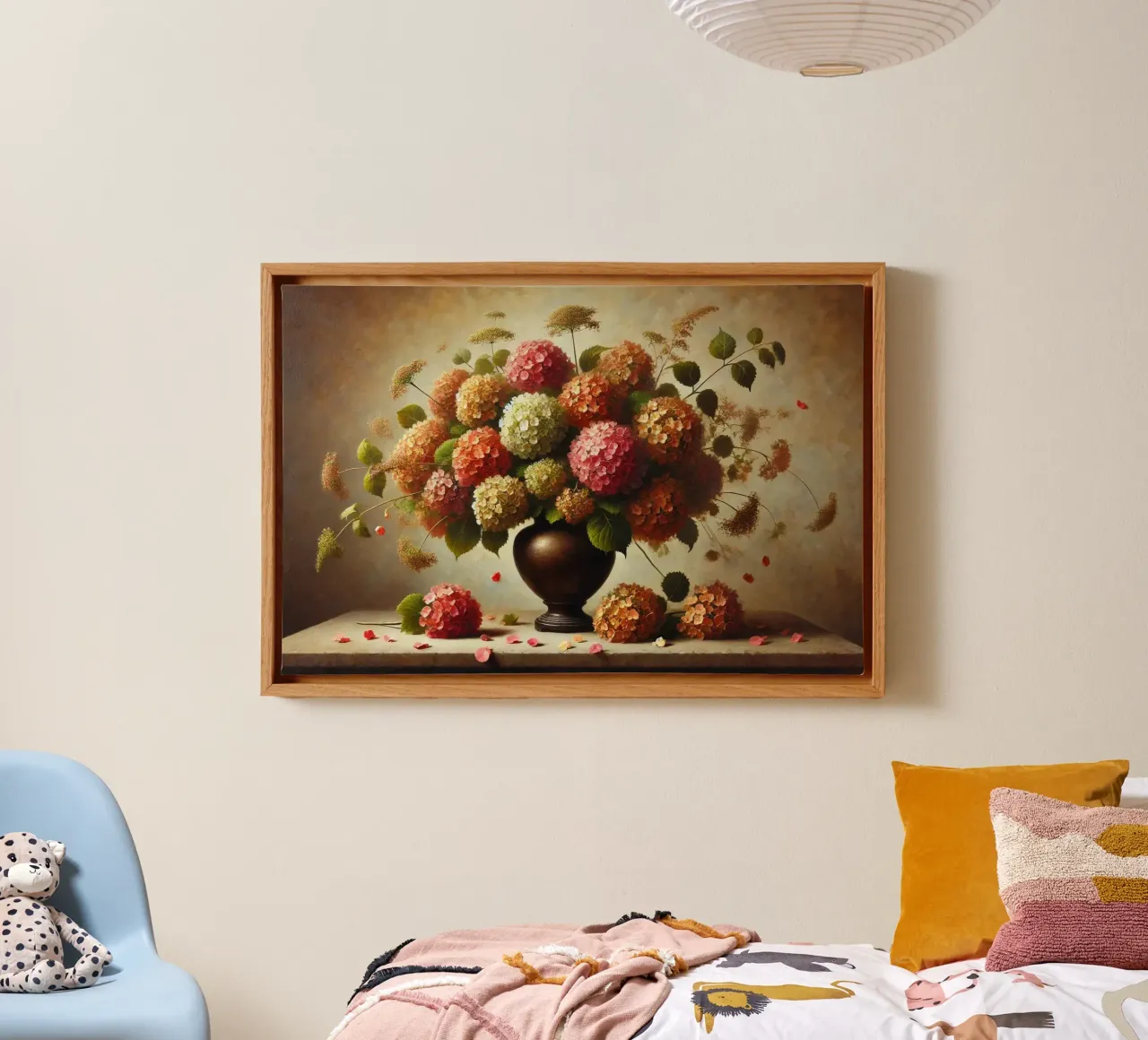 Victorian Hydrangea Bouquet Leinwand mit Schattenfugenrahmen von VintageBotanics
