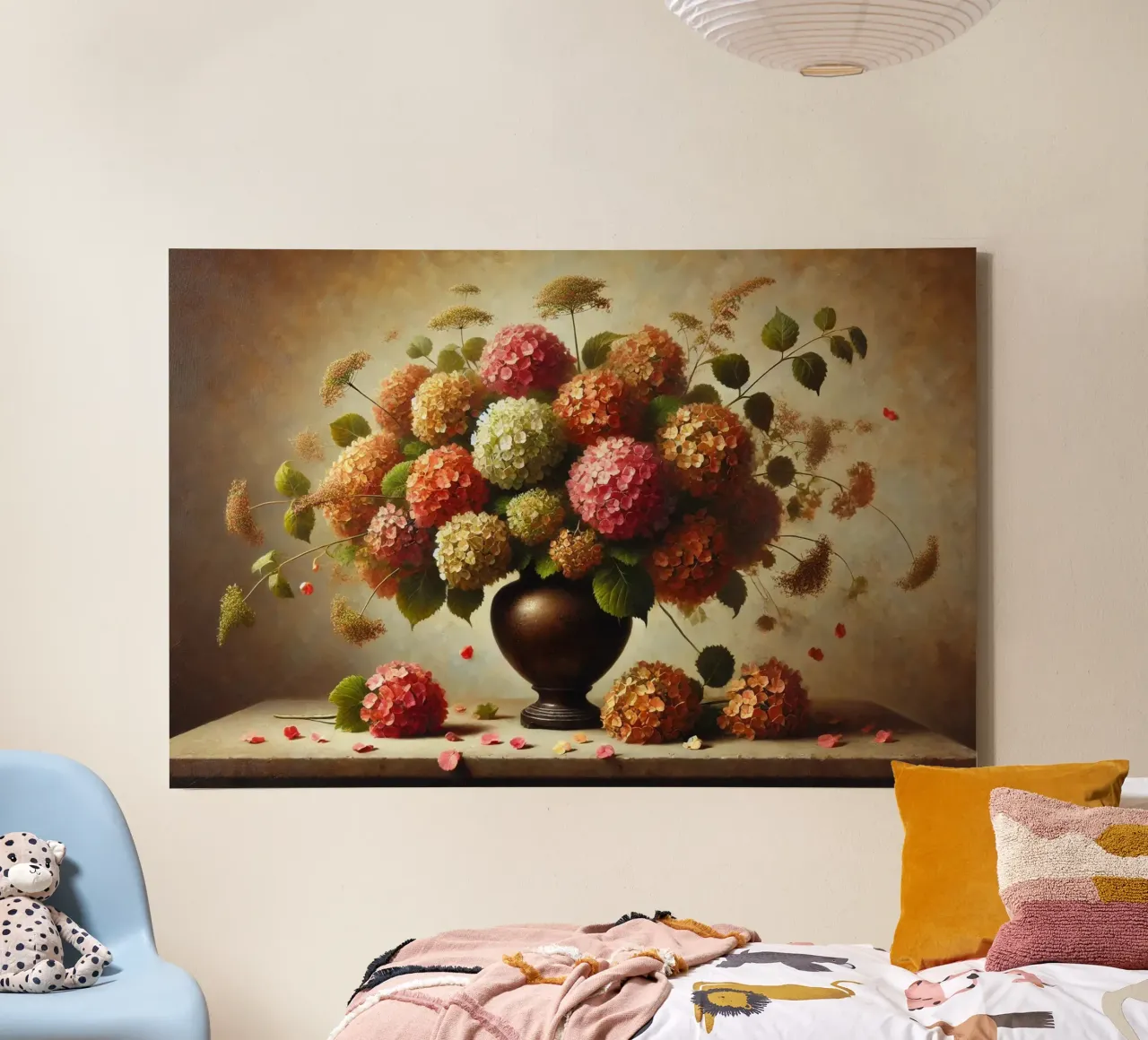 Victorian Hydrangea Bouquet Leinwand mit Schattenfugenrahmen von VintageBotanics