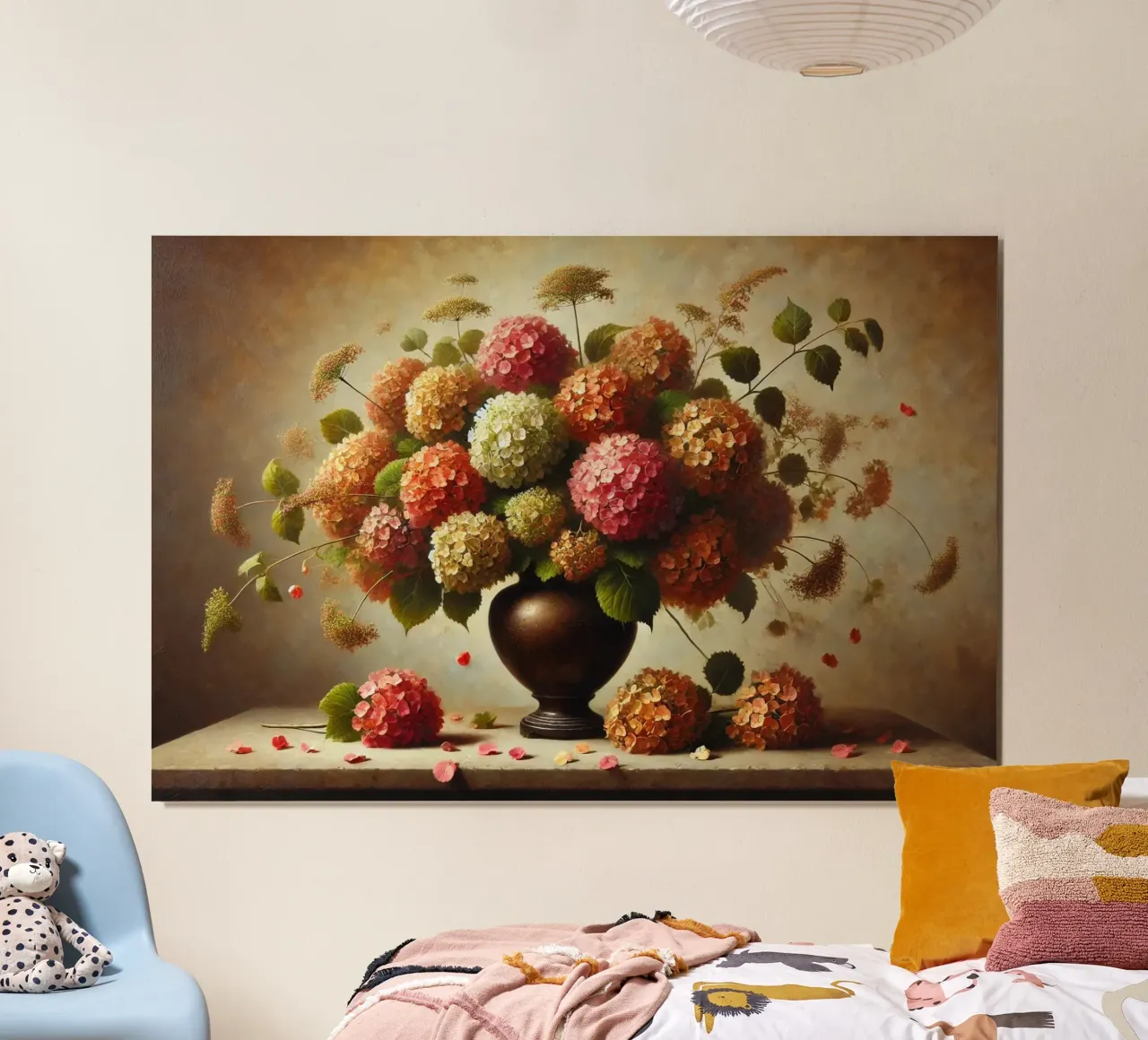 Bouquet di ortensie vittoriane poster con telaio in plastica da VintageBotanics
