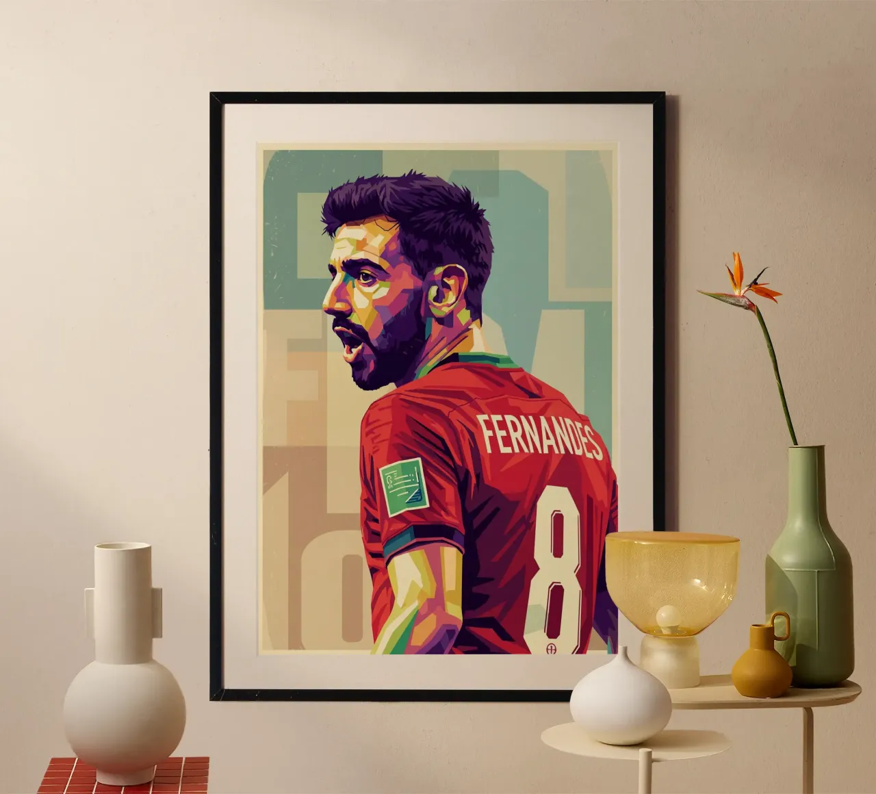 Bruno Fernandes pop art poster con telaio in legno da Hantamrata