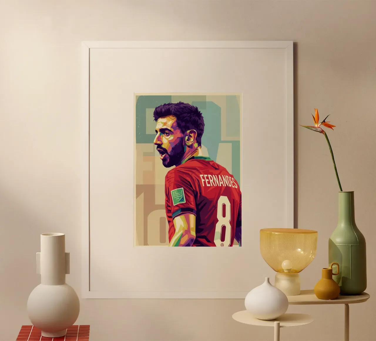Bruno Fernandes pop art poster con telaio in legno da Hantamrata