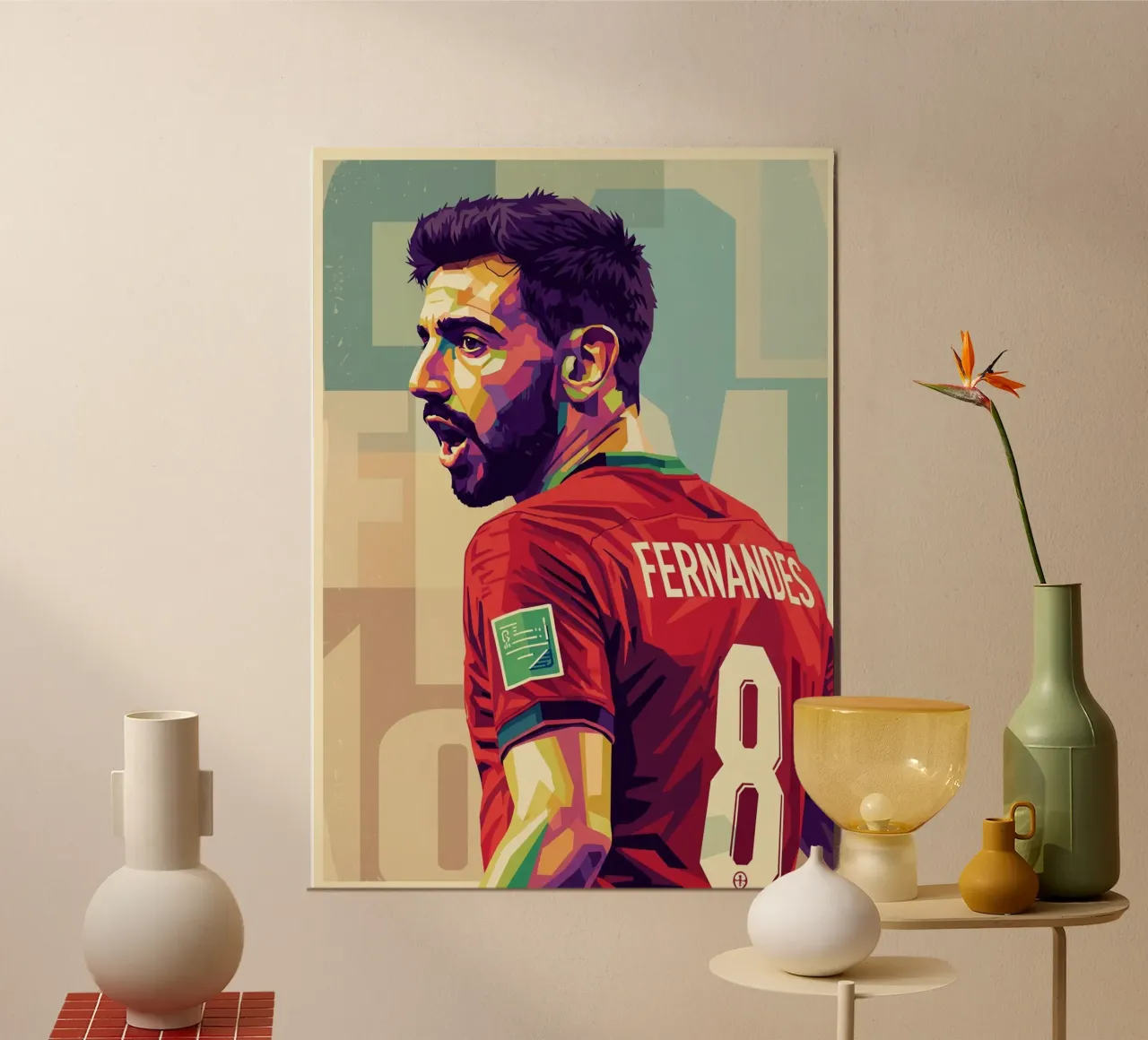 Bruno Fernandes pop art poster con telaio in legno da Hantamrata