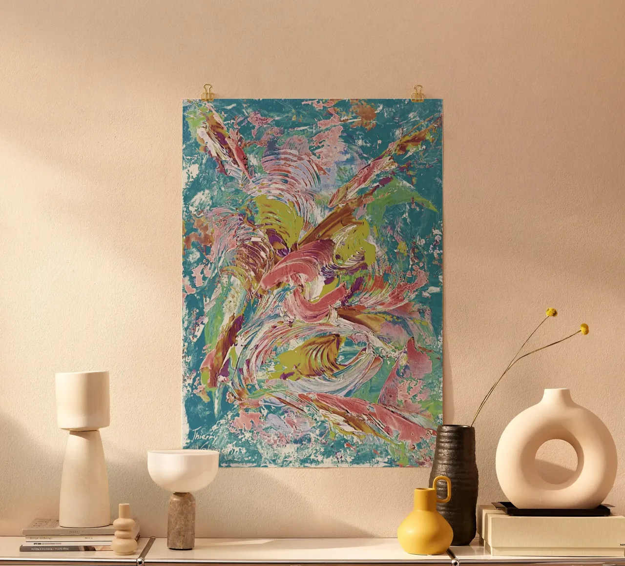 IDEAL GIFT 80 invers. poster con telaio in alluminio da Thierry Vobmann Abstract painting