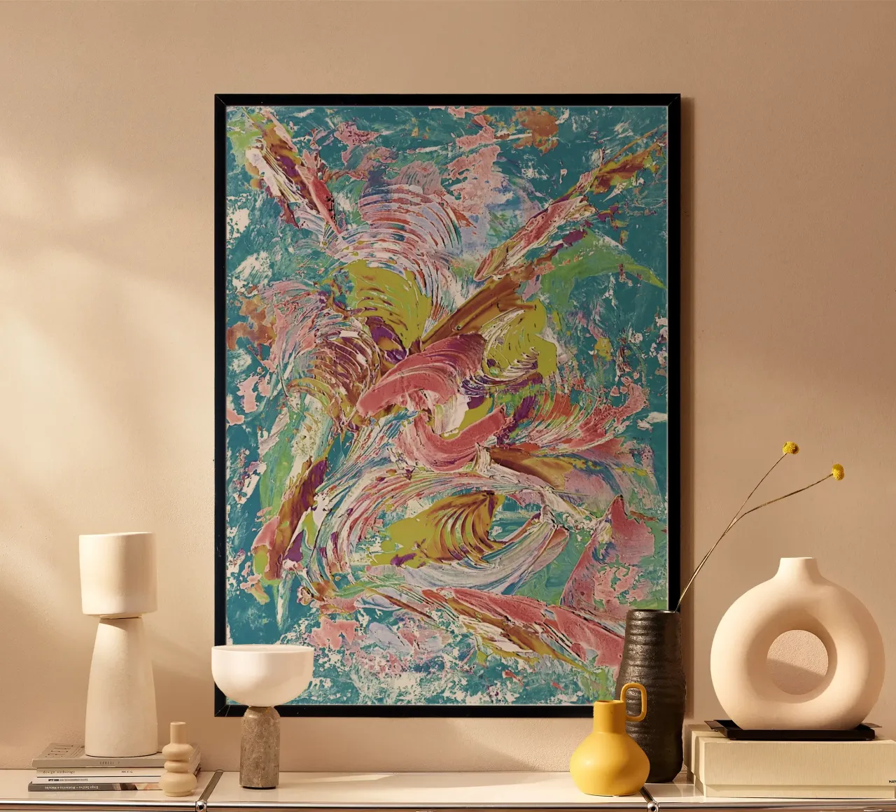 IDEAL GIFT 80 invers. poster con telaio in alluminio da Thierry Vobmann Abstract painting