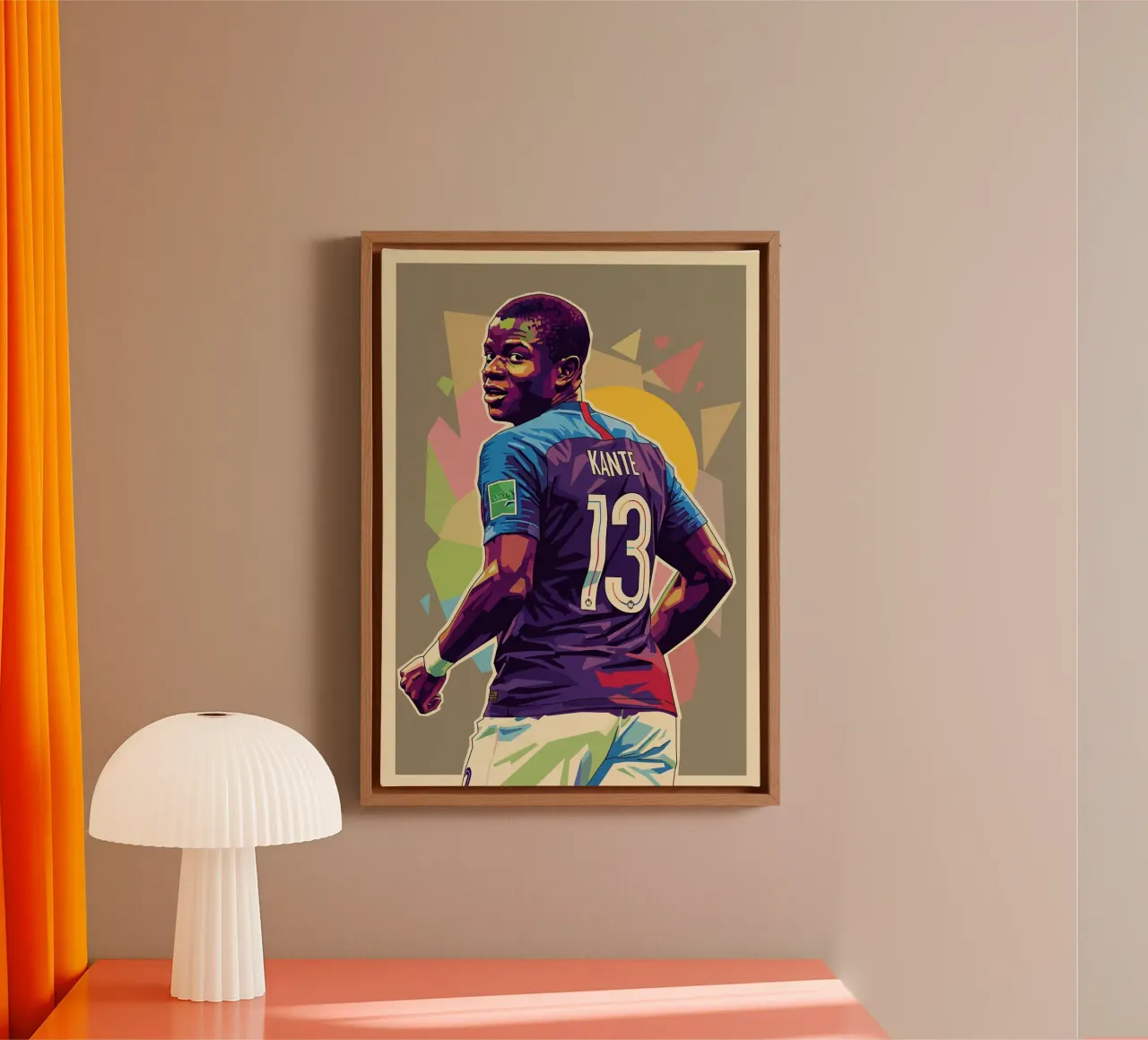 N'golo Kante pop art portrait tela con Cornice a cassetta da Hantamrata