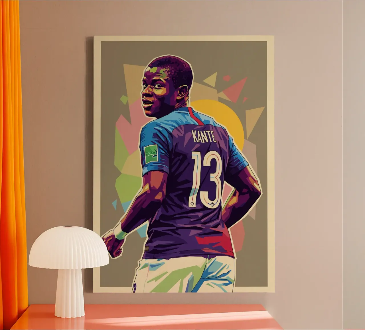 N'golo Kante pop art portrait tela con Cornice a cassetta da Hantamrata