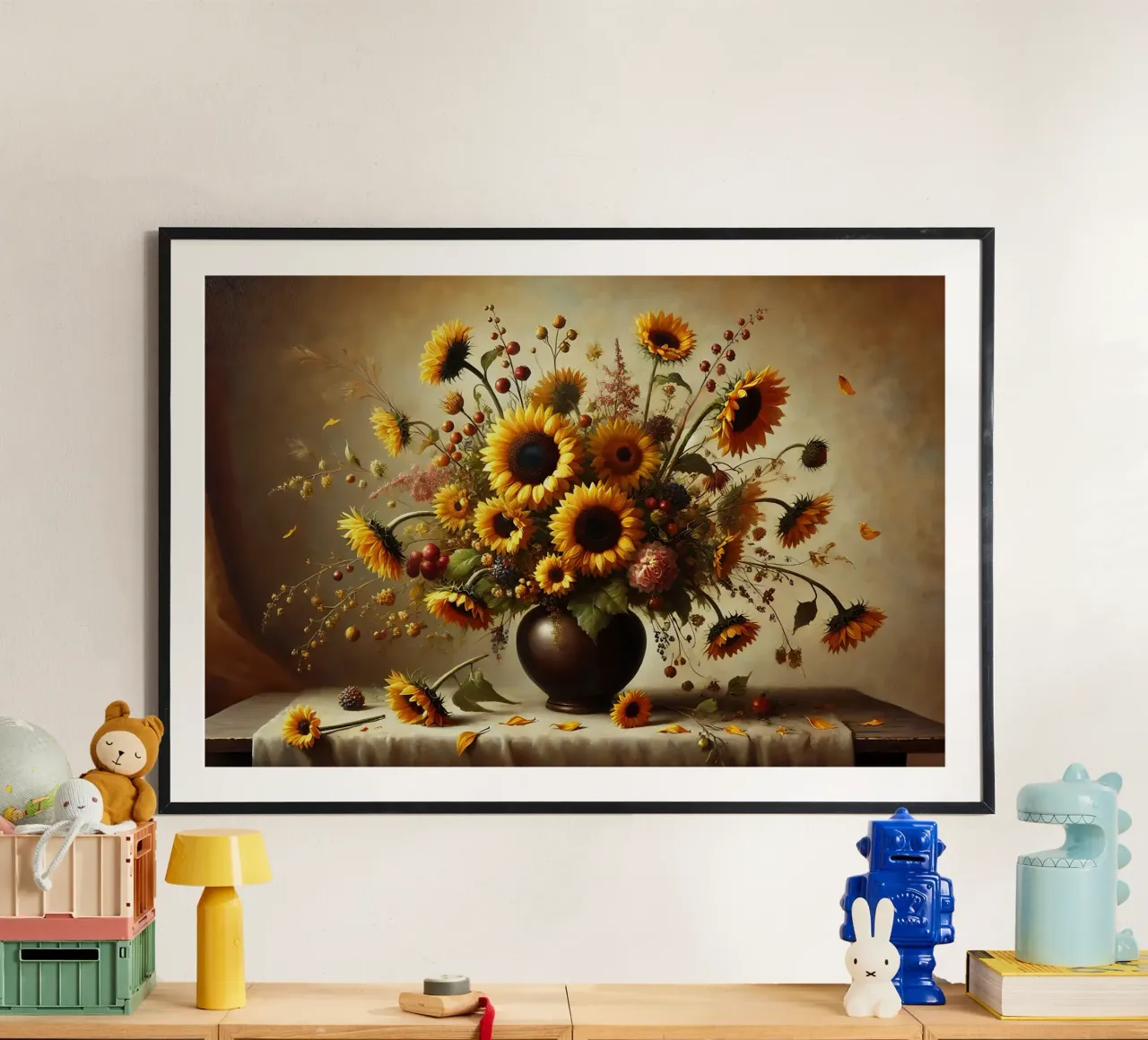 Bouquet di girasoli vittoriani poster con telaio in plastica da VintageBotanics