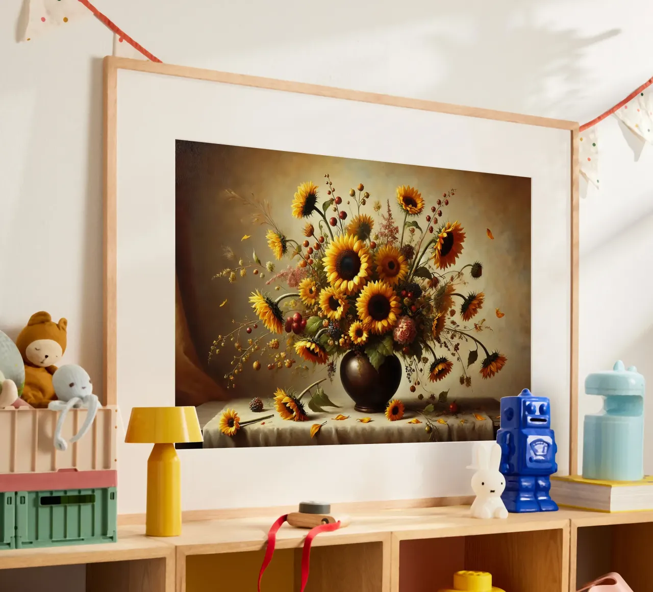 Bouquet di girasoli vittoriani poster con telaio in plastica da VintageBotanics