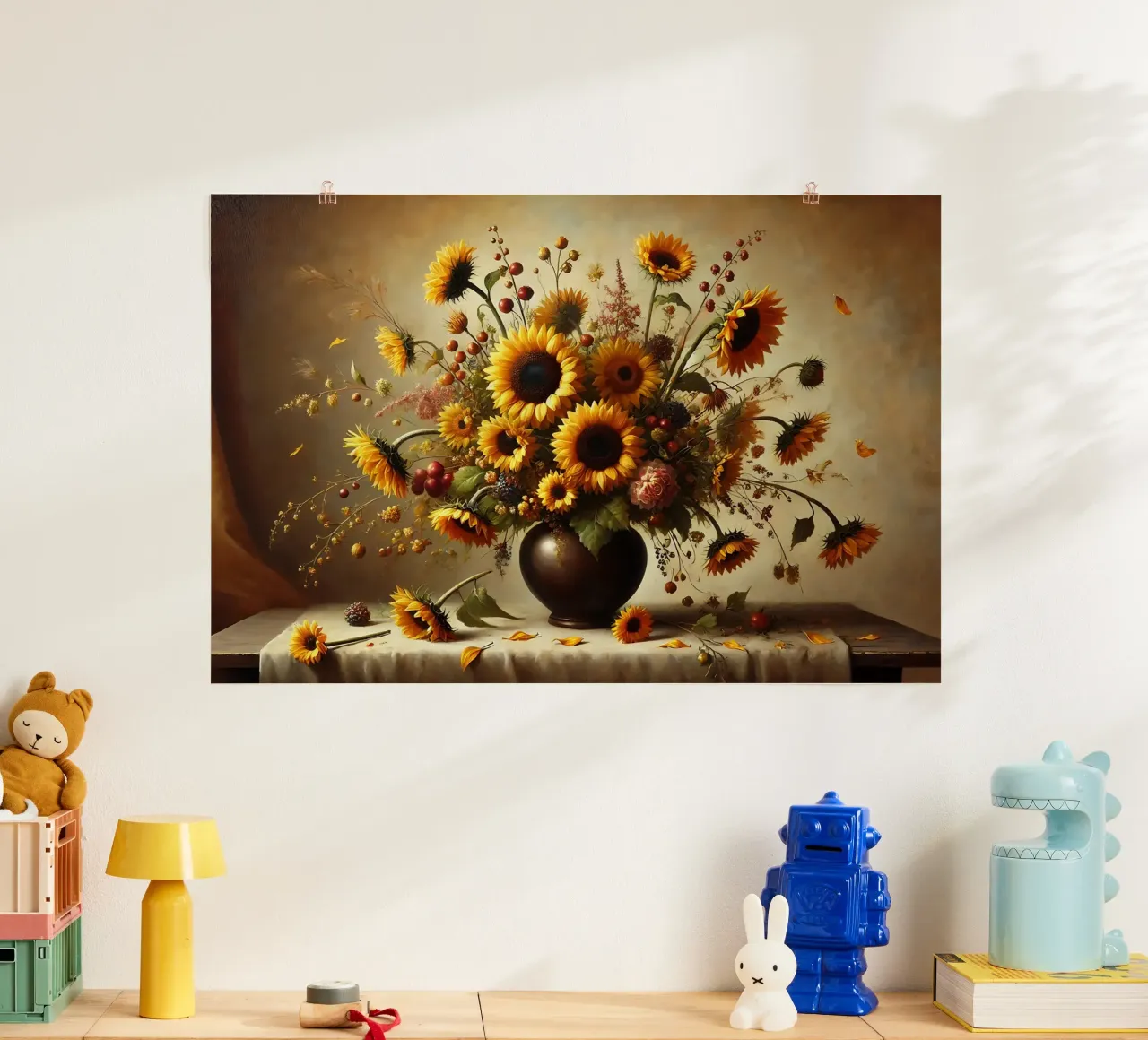 Bouquet di girasoli vittoriani poster con telaio in plastica da VintageBotanics