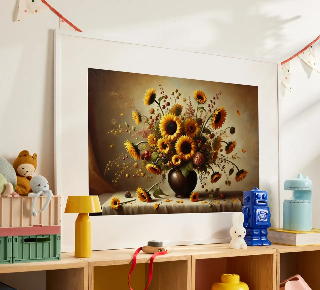 Bouquet di girasoli vittoriani poster con telaio in plastica da VintageBotanics