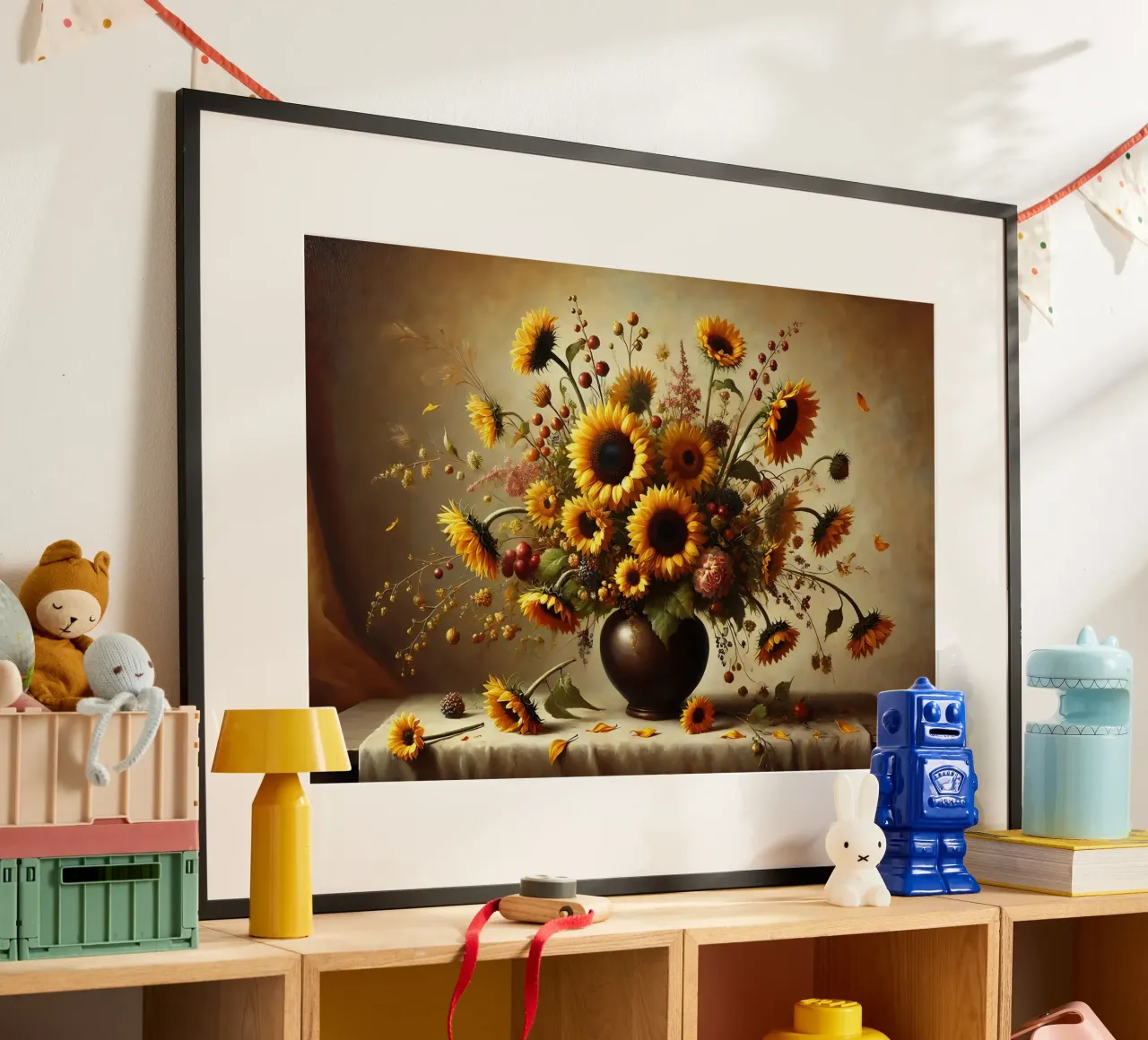 Bouquet di girasoli vittoriani poster con telaio in plastica da VintageBotanics