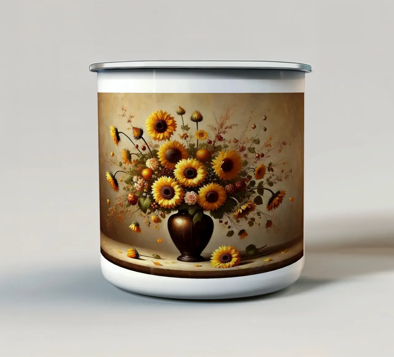Bouquet di girasoli vittoriani tazza in smalto da VintageBotanics