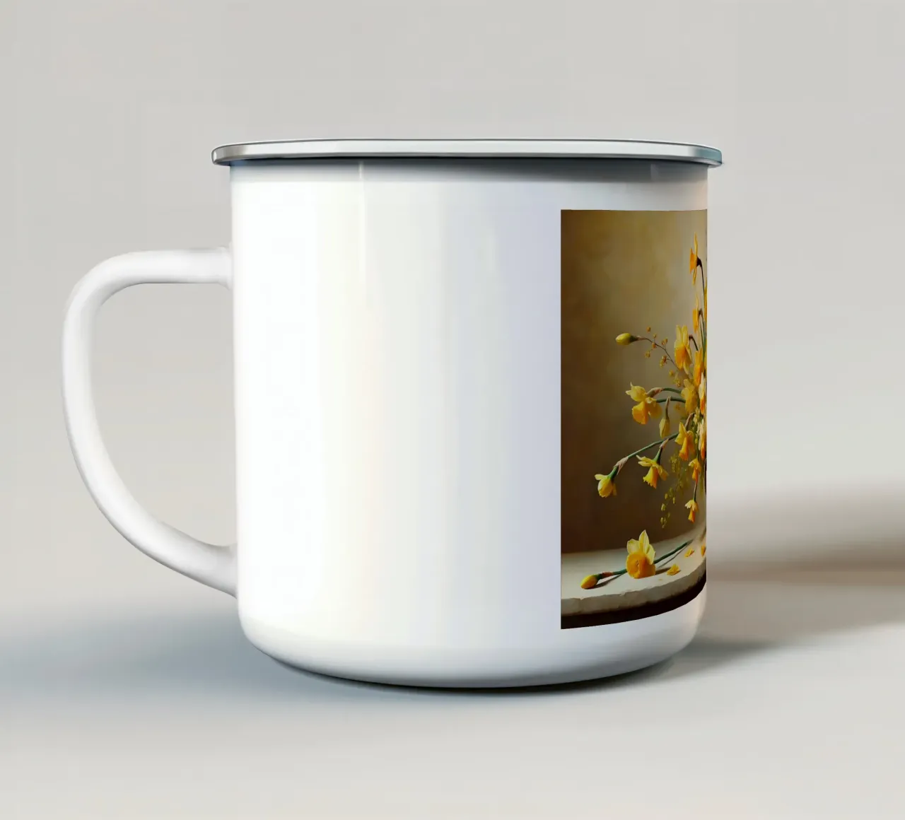 Bouquet di narcisi vittoriano tazza in smalto da VintageBotanics