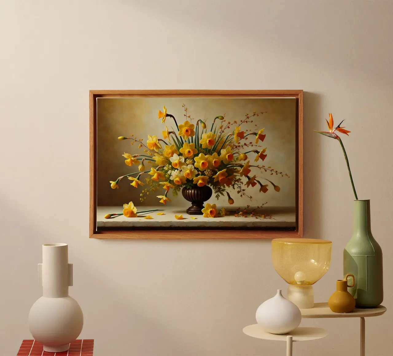 Bouquet di narcisi vittoriano tela con Cornice a cassetta da VintageBotanics