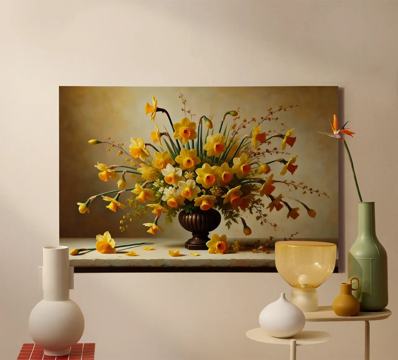 Bouquet di narcisi vittoriano tela con Cornice a cassetta da VintageBotanics