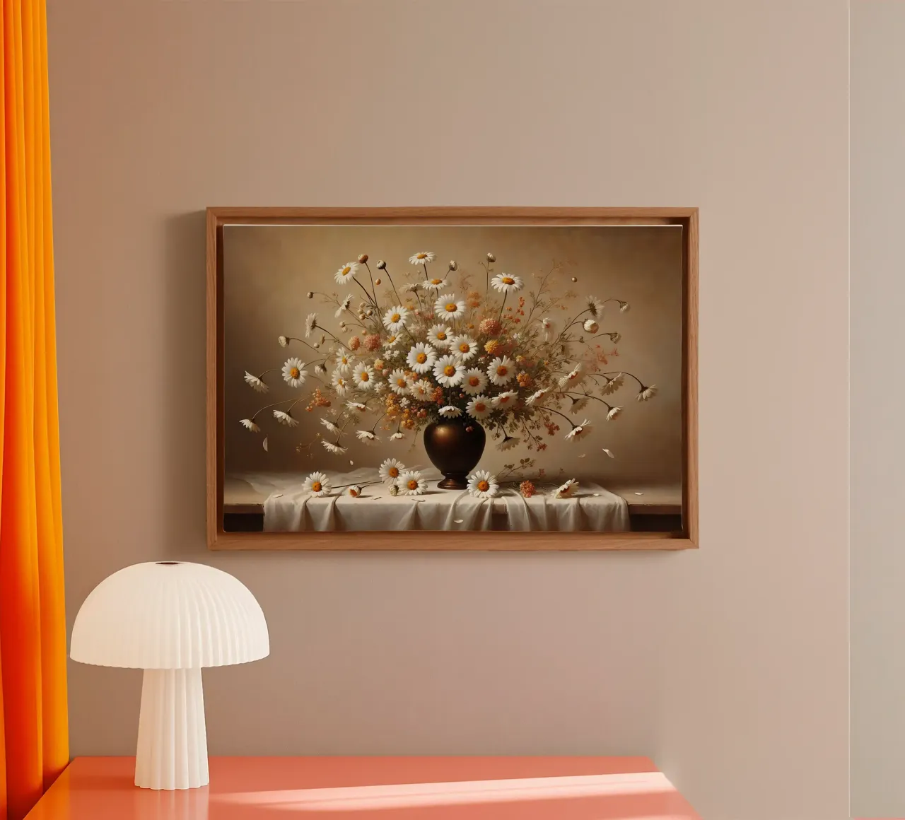 Victorian Daisy Bouquet canvas with Floater frame by VintageBotanics