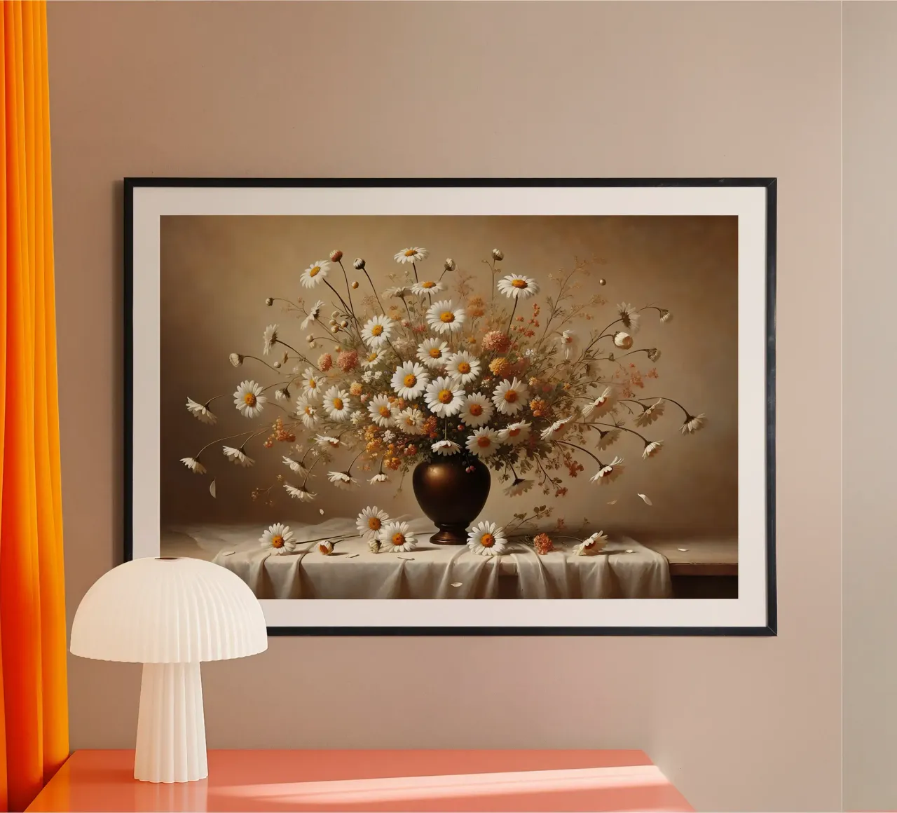 Bouquet di margherite vittoriane poster con telaio in legno da VintageBotanics