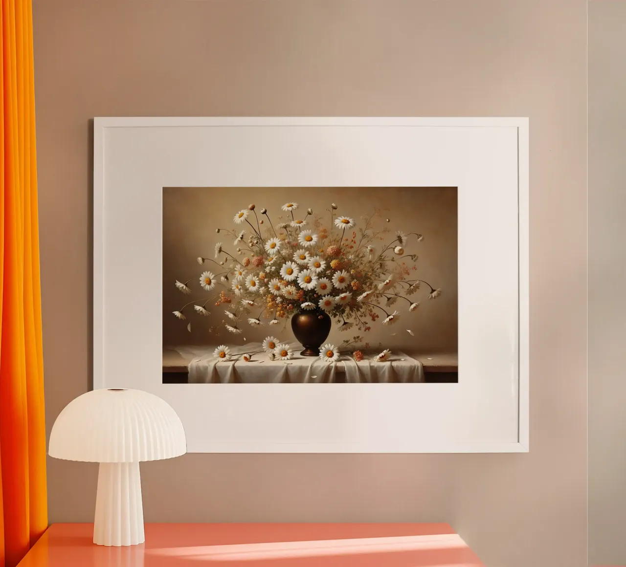 Bouquet di margherite vittoriane poster con telaio in legno da VintageBotanics