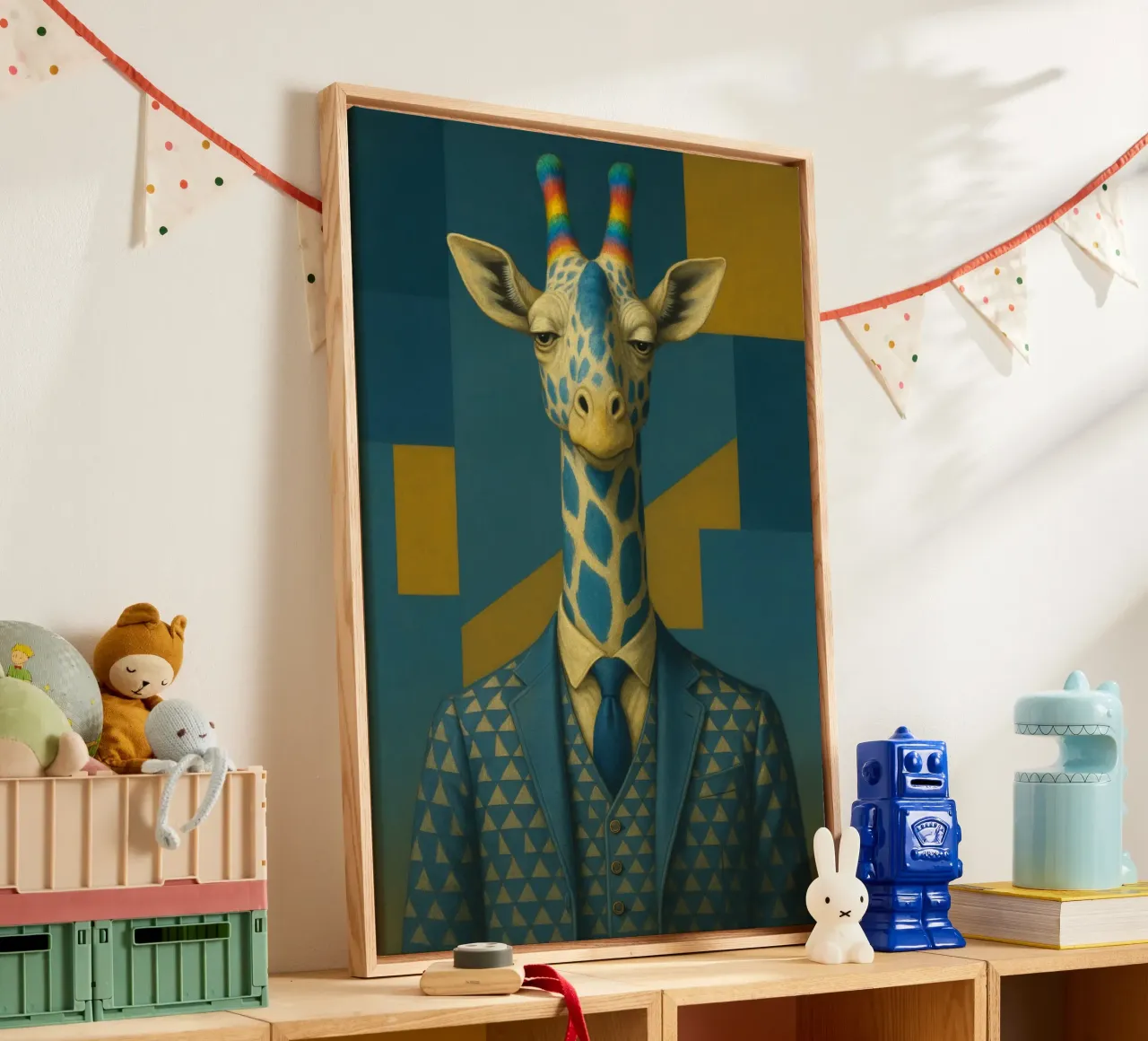 Proud Giraffe tela con Cornice a cassetta da Elegant Absurd