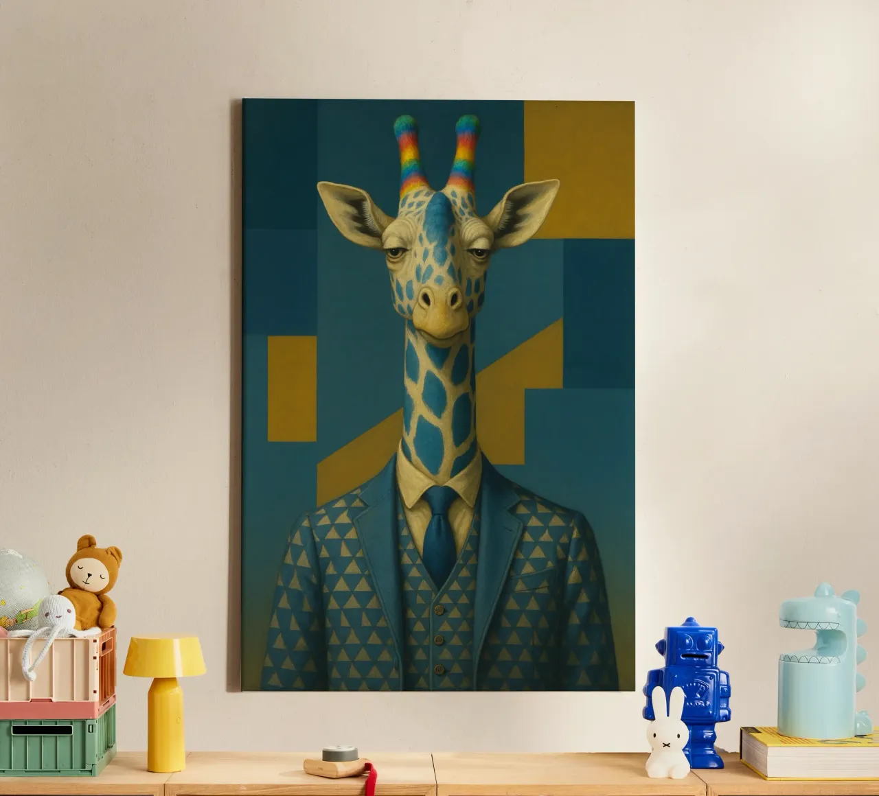 Proud Giraffe tela con Cornice a cassetta da Elegant Absurd