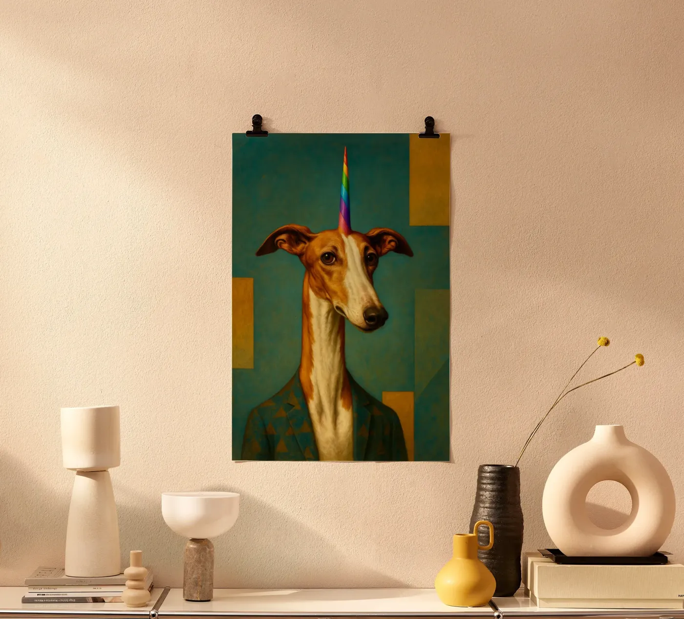 Rainbow greyhond. poster da Elegant Absurdism