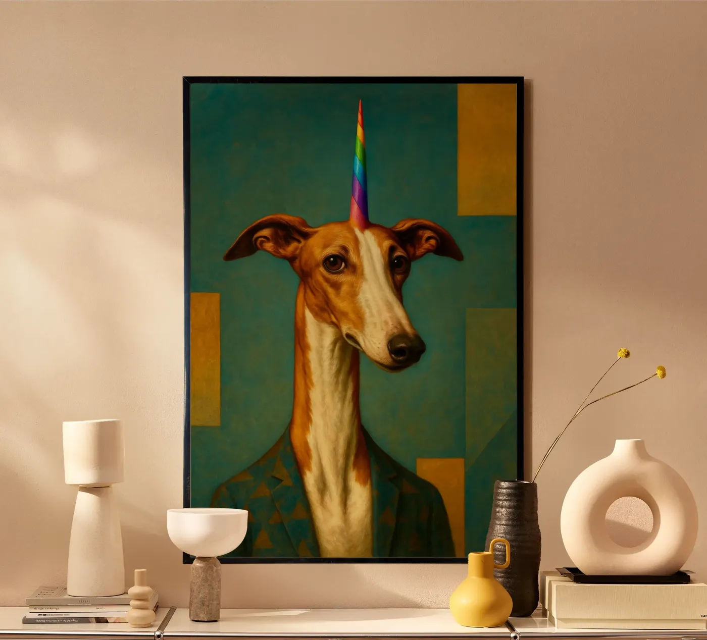 Rainbow greyhond. poster da Elegant Absurdism
