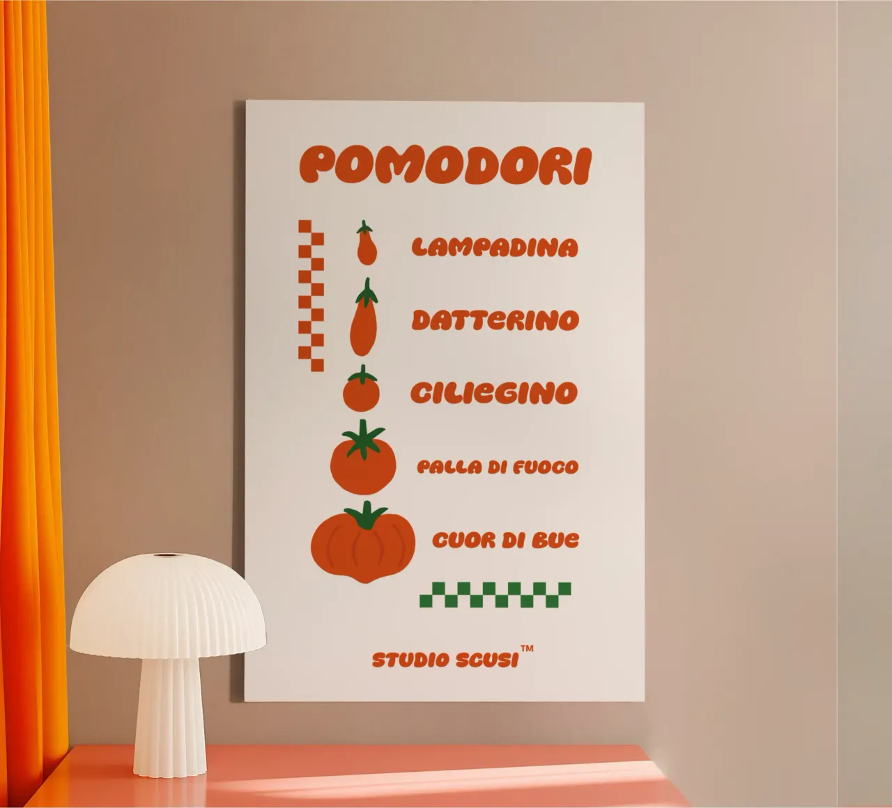 Pomodori - Tomatoe Types tela con Cornice a cassetta da studio scusi
